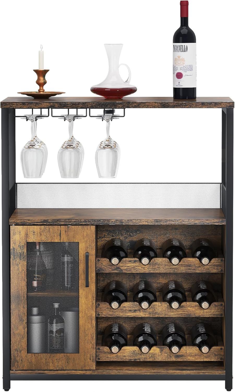 GarveeMore Weinschrank,Barschrank mit Glashalter und Netztür,industrielles günstig online kaufen