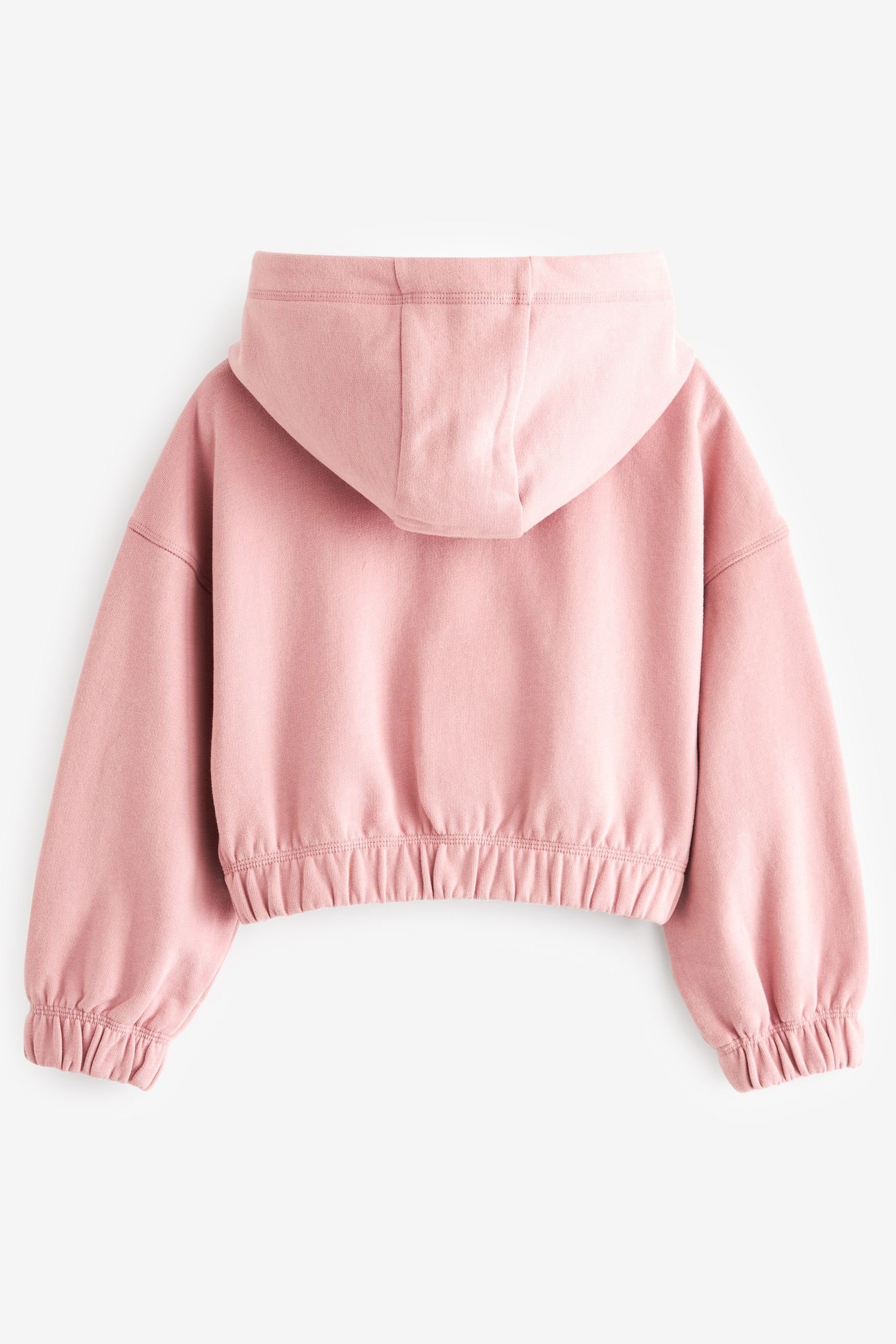 Next Kapuzensweatshirt Hoodie (1-tlg) Pink Knopfleiste Verkürztes mit