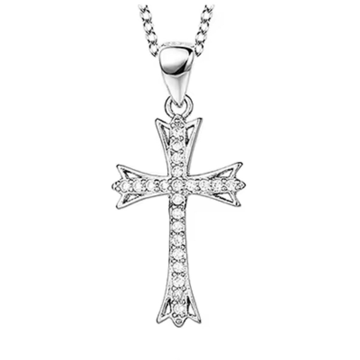 Silberkette Kette mit Kreuz Anhänger Damen Kette mit Jesus-Kreuz-Anhänger