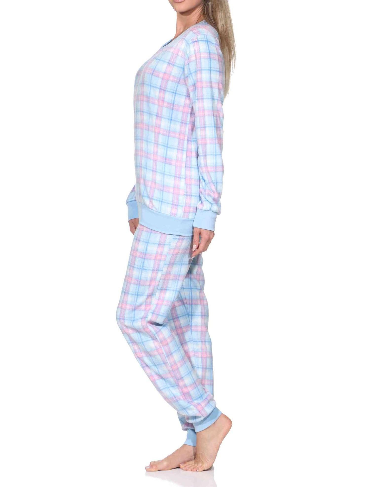 Normann Pyjama Normann Damen langarm Fleece Pyjama mit Bündchen in chilligen Look – Bild 4 von 4