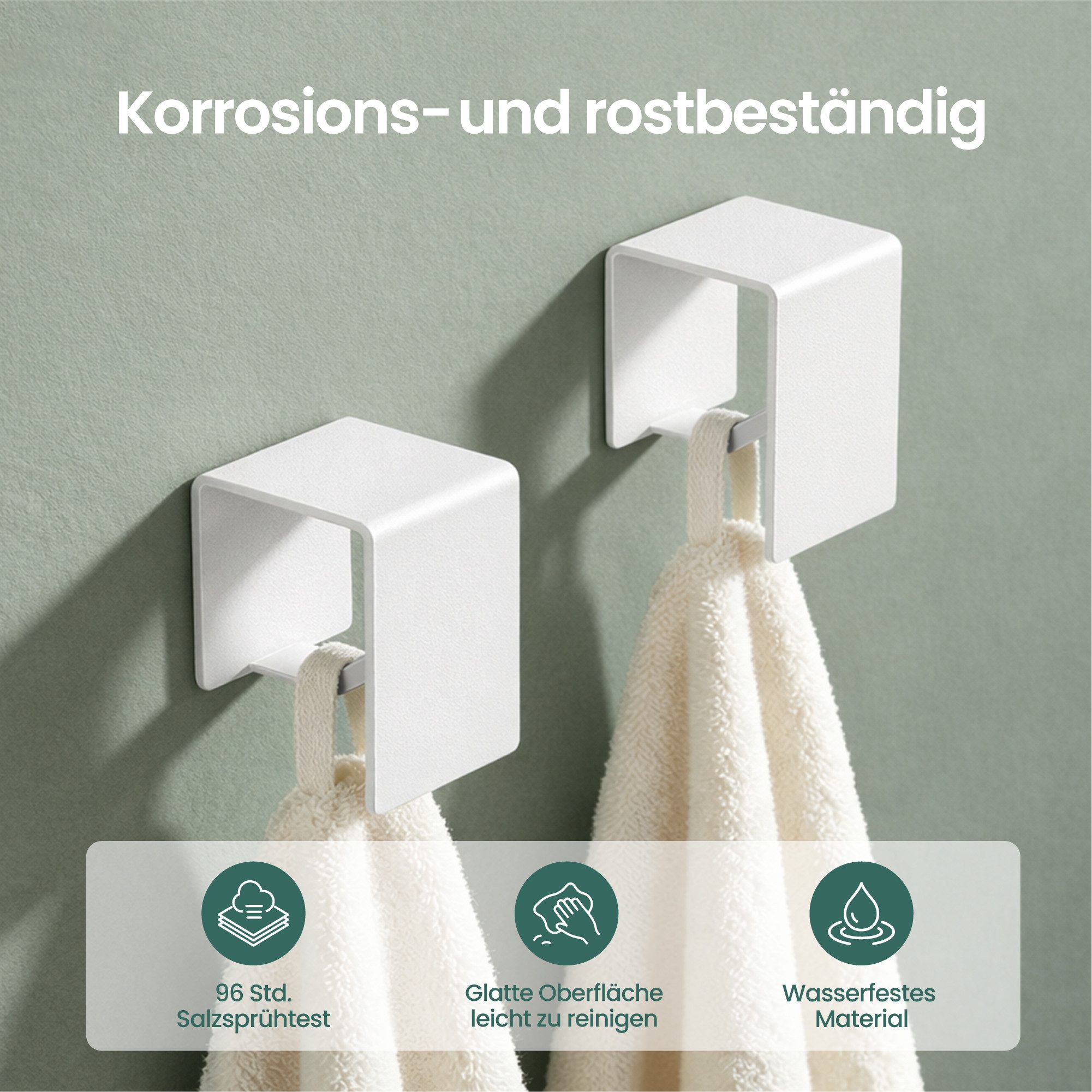 Mai & Mai Handtuchhaken Selbstklebende Kleiderhaken ohne Bohren 1/2/4 Stück Tavrin-01, Küche, Badezimmer, (2-St), für Bad und Küche,rostfreies Material