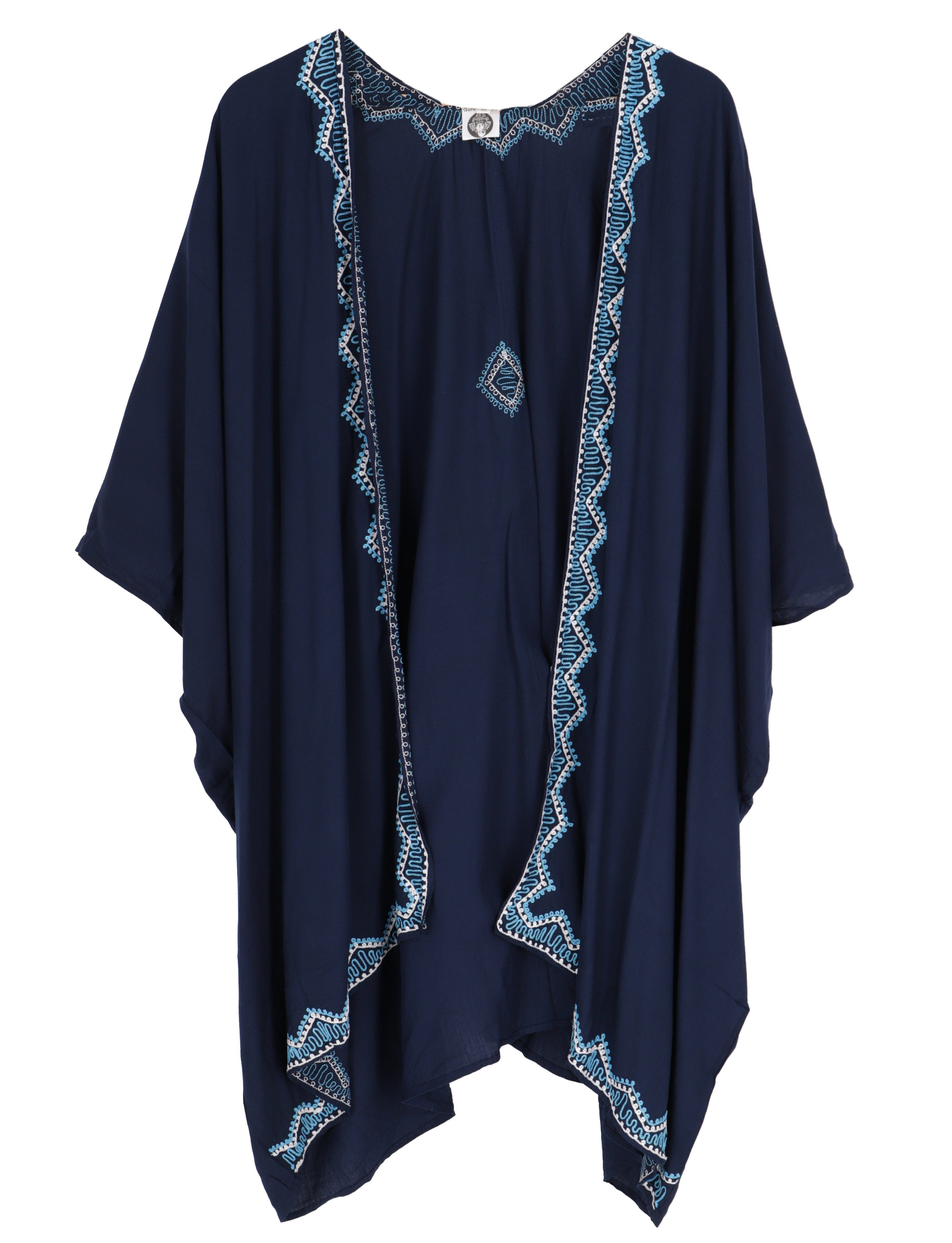 Guru-Shop Kimono Kurzer bestickter Sommer Kimono, Kaftan,.., alternative Bekleidung