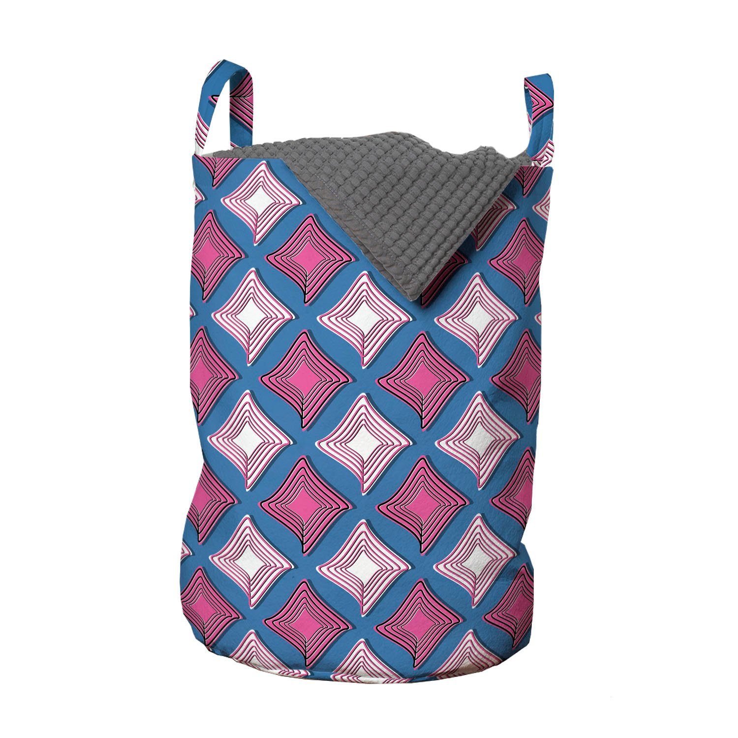 Abakuhaus Wäschesäckchen Wäschekorb mit Griffen Kordelzugverschluss für Waschsalons, Abstrakt Geometrische Pinkish Rhombs