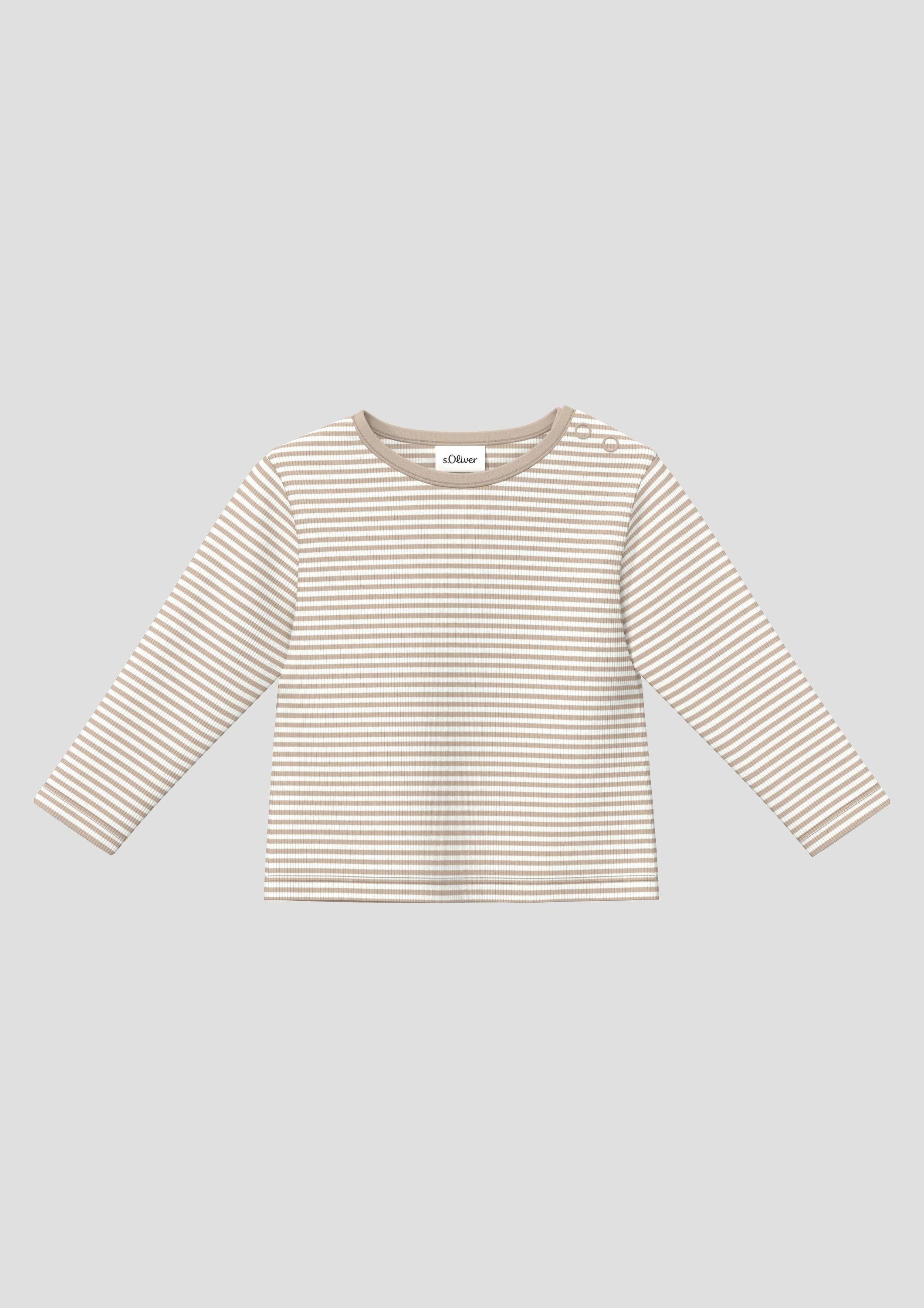 s.Oliver Langarmshirt T-Shirt Unisex Rippshirt mit Streifen