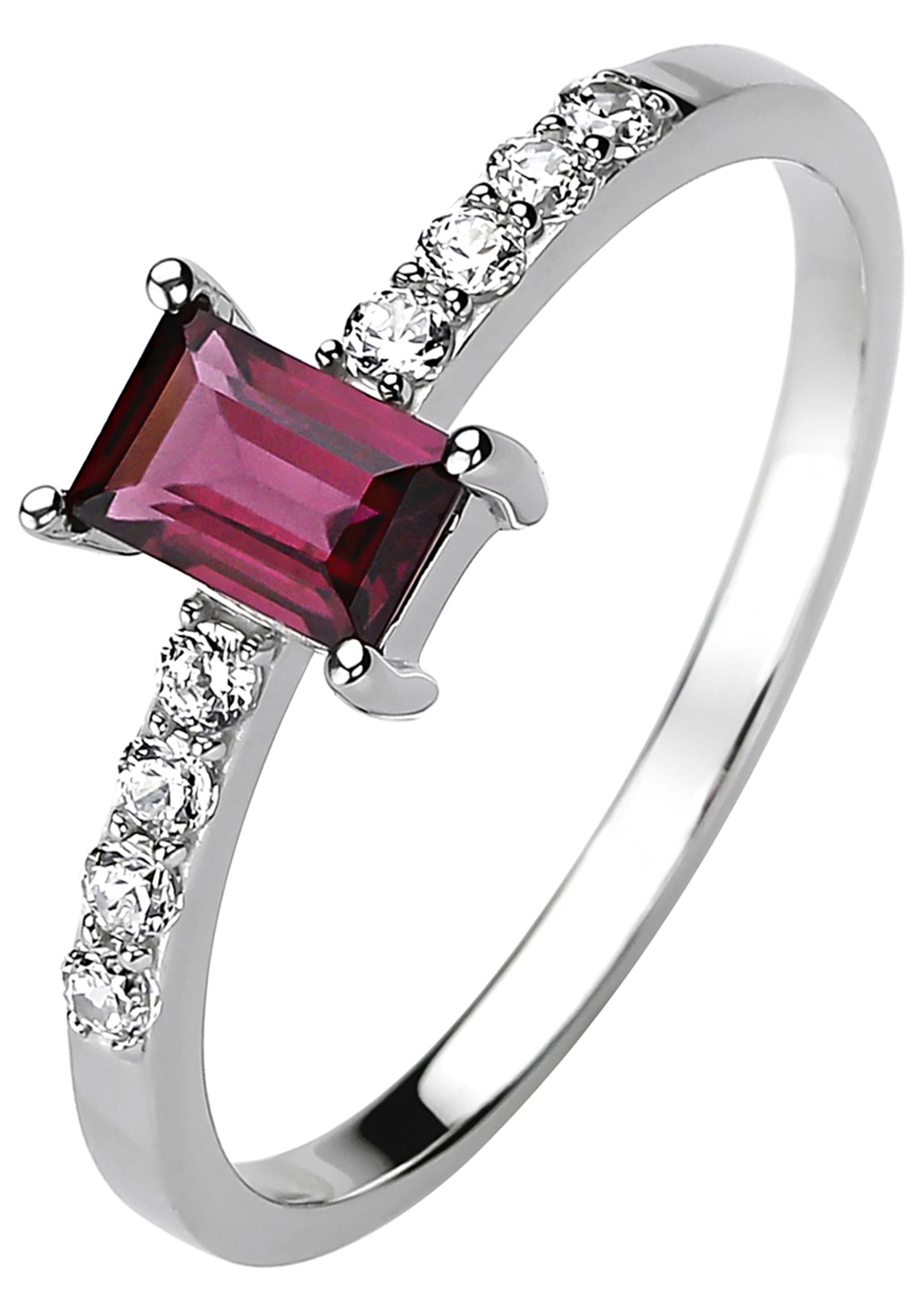 JOBO Fingerring, 925 Silber mit Rhodolith und 8 Zirkonia günstig online kaufen