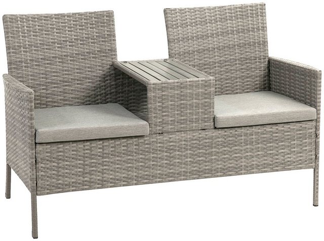GREEMOTION Gartenbank Felin, Stahl, 141x86,5x66 cm, grau, inkl. Auflagen