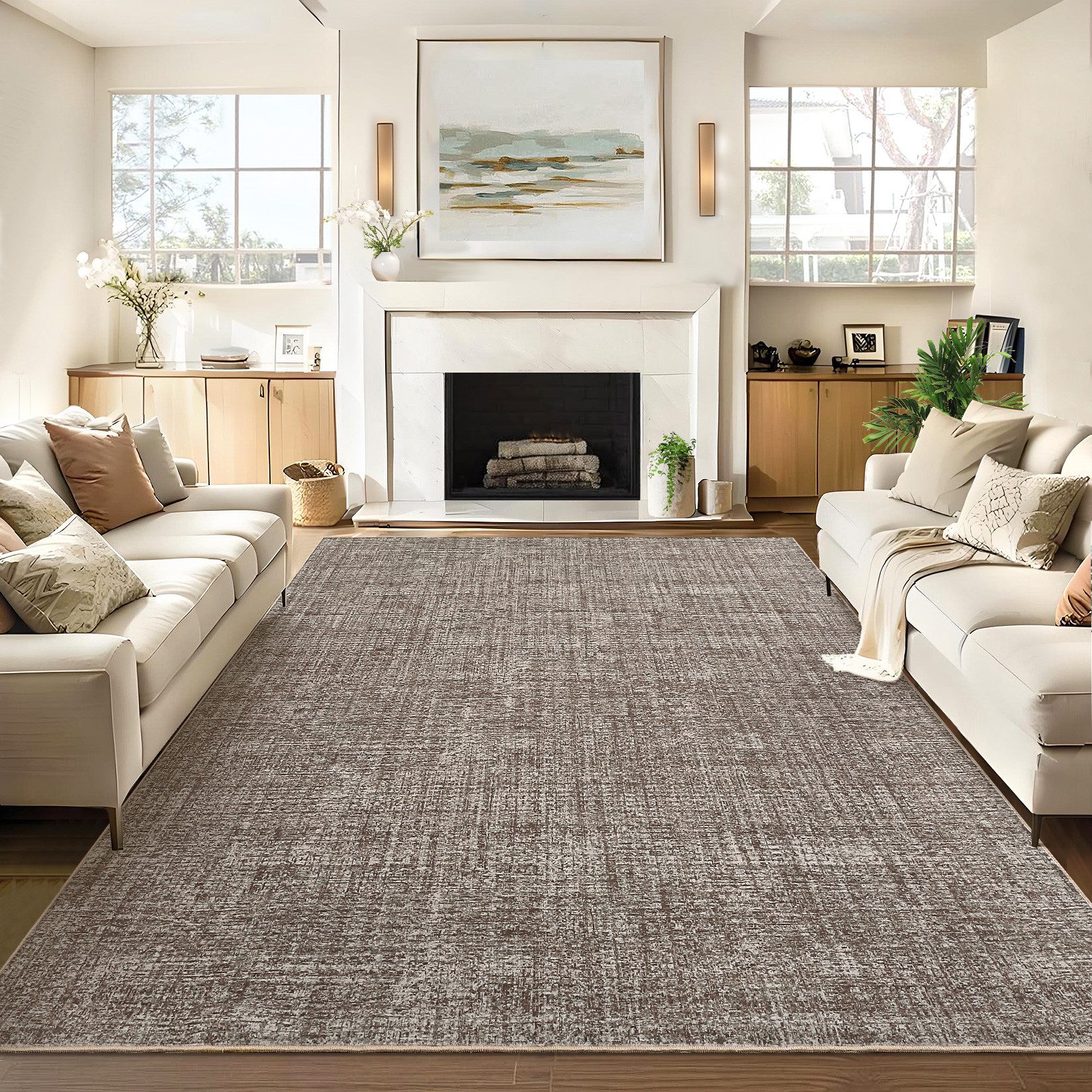 GarveeMore Veloursteppich Designteppich Maschinenwaschbarer Teppich – flachfloriger Läufer, Moderner Teppich pflegeleicht, rutschfest, schmutzabweisend