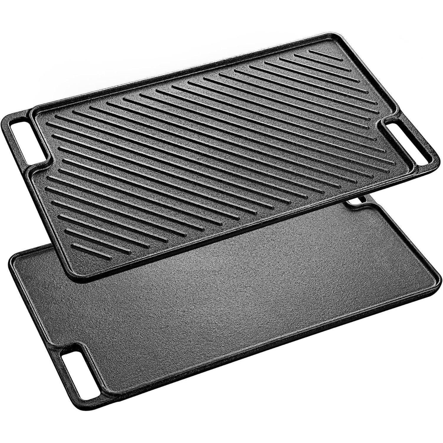 LuxusKollektion Grillplatte Grillplatte Gusseisen Doppelseitig 45x26cm Gas Schwarz Grillplatte