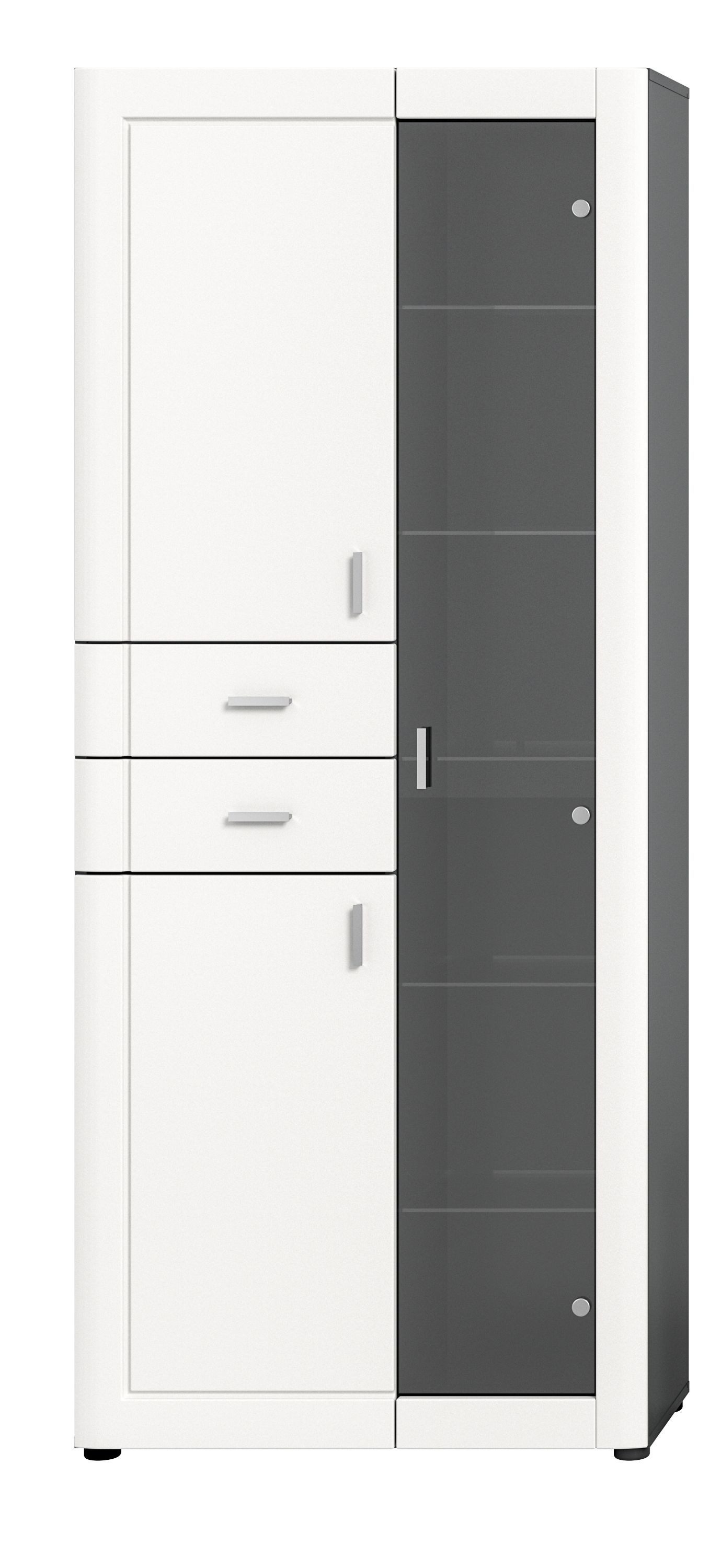 xonox.home Stauraumvitrine Lago Weiß Matt Grau günstig online kaufen