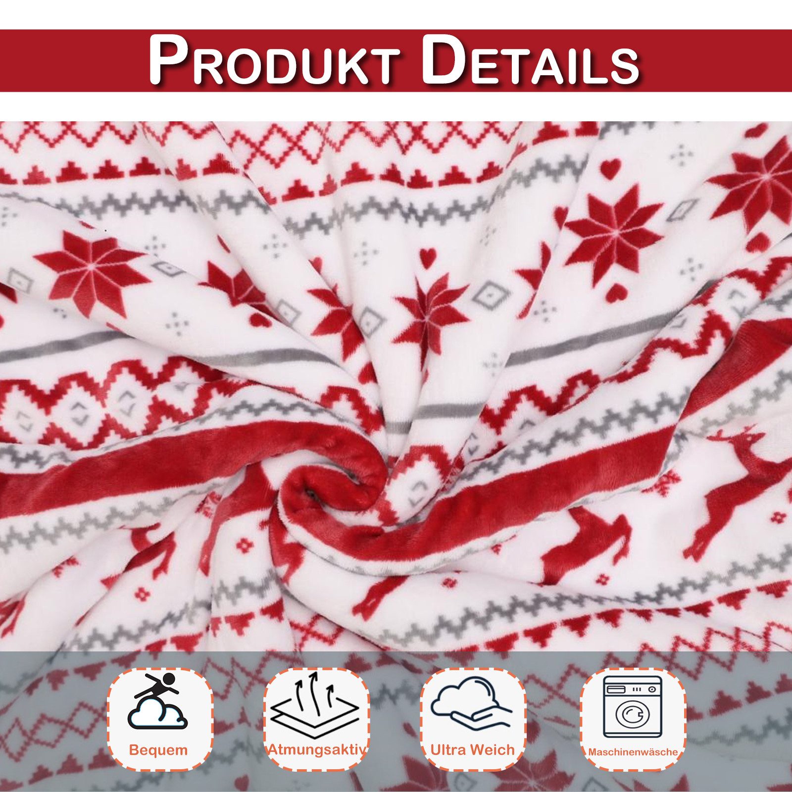 Plaid Weihnachtsplaid Kuscheldecke,Weihnachtsdecke Wohndecke, Jibenhome, Ba günstig online kaufen