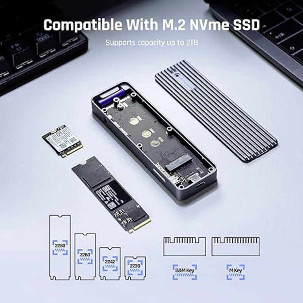 Dockcase Festplatten-Gehäuse Dockcase 5s PLP Smart M.2 SSD-Gehäuse USB-C® (USB 3.2 Gen 2) 10 GBit/s