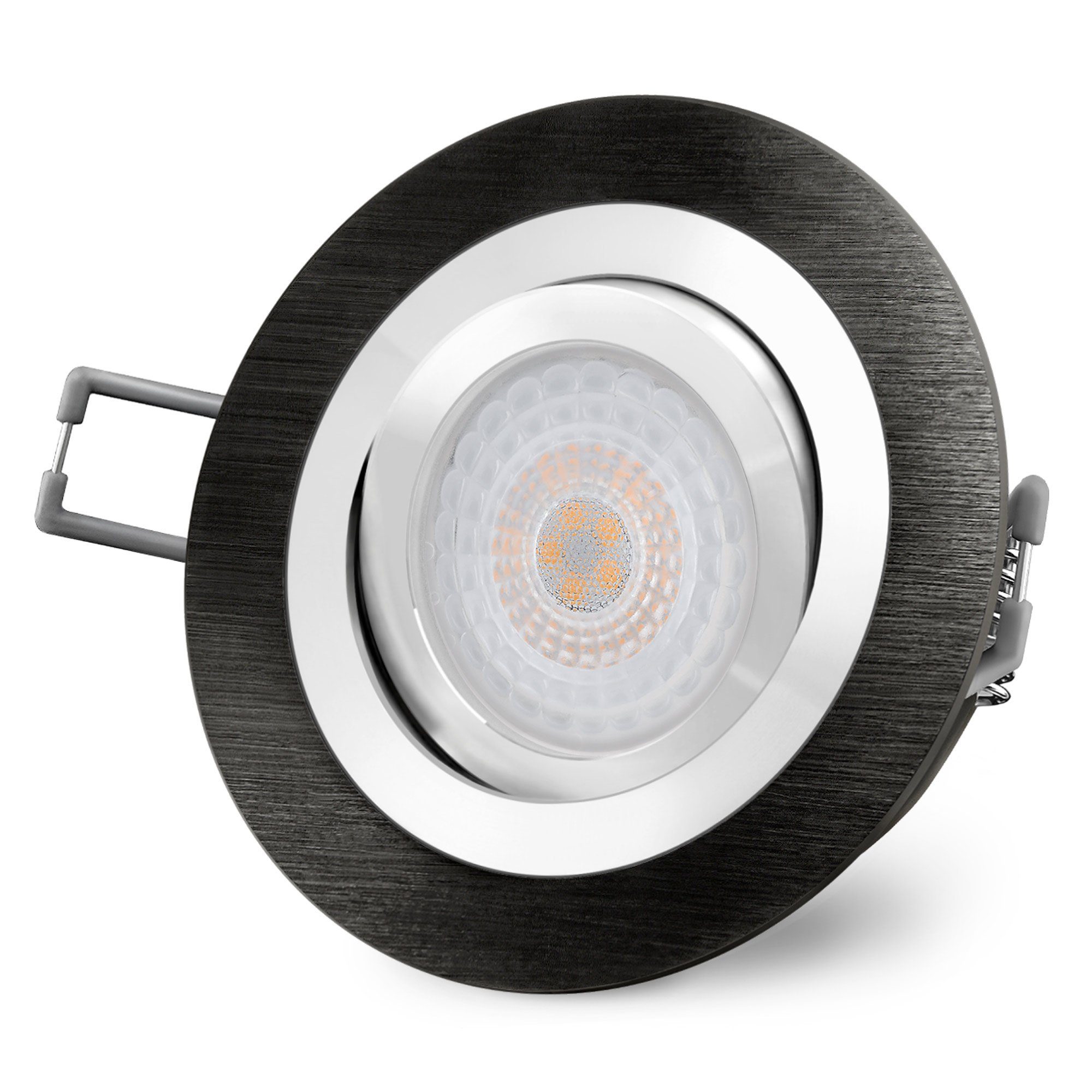 SSC-LUXon LED Einbaustrahler RF-2 LED Einbauspot flach & schwenkbar schwarz gebuerstet, Neutralweiß | Strahler