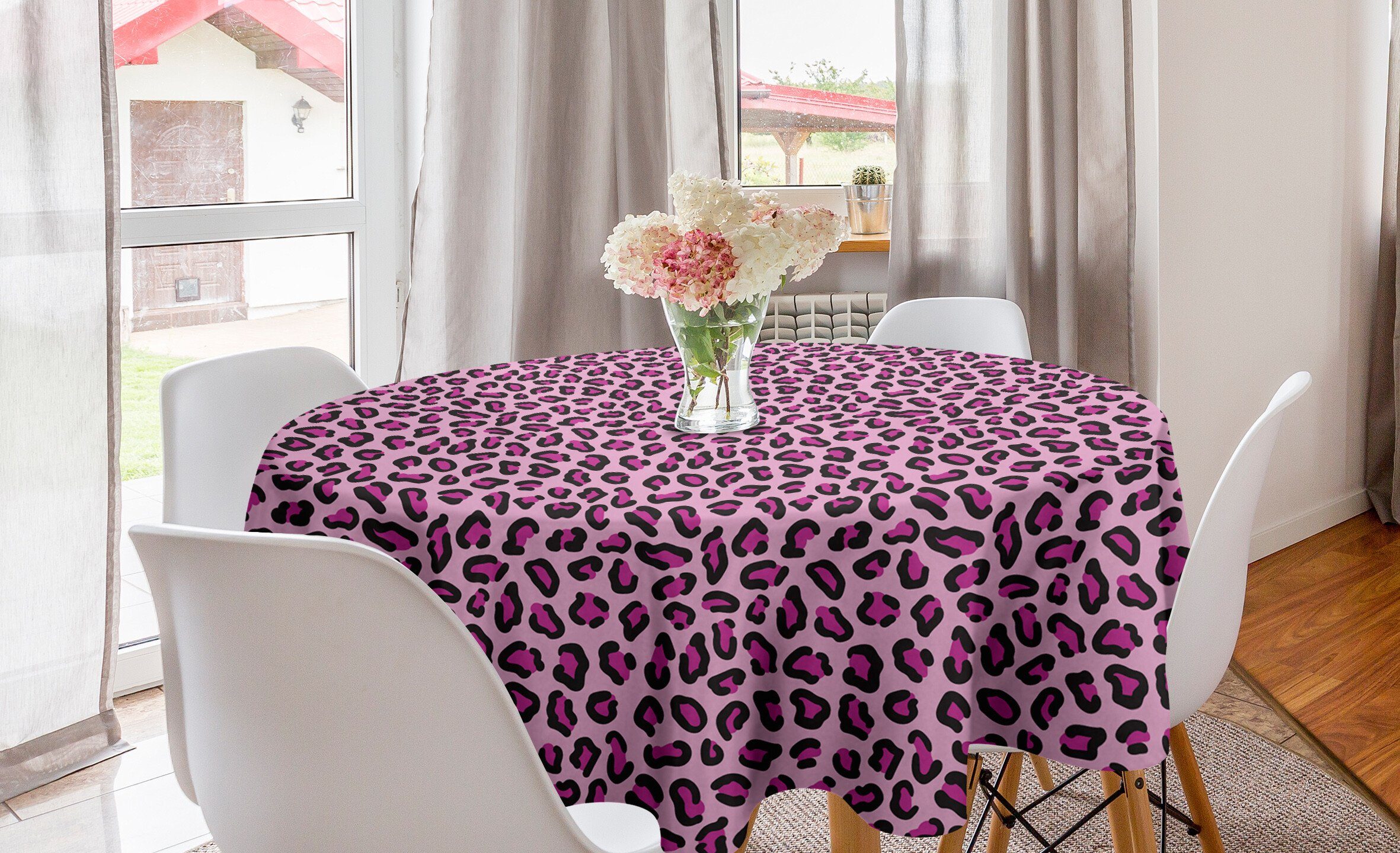 Abakuhaus Tischdecke Kreis Tischdecke Abdeckung für Esszimmer Küche Dekoration, Jaguar Tierhaut Muster
