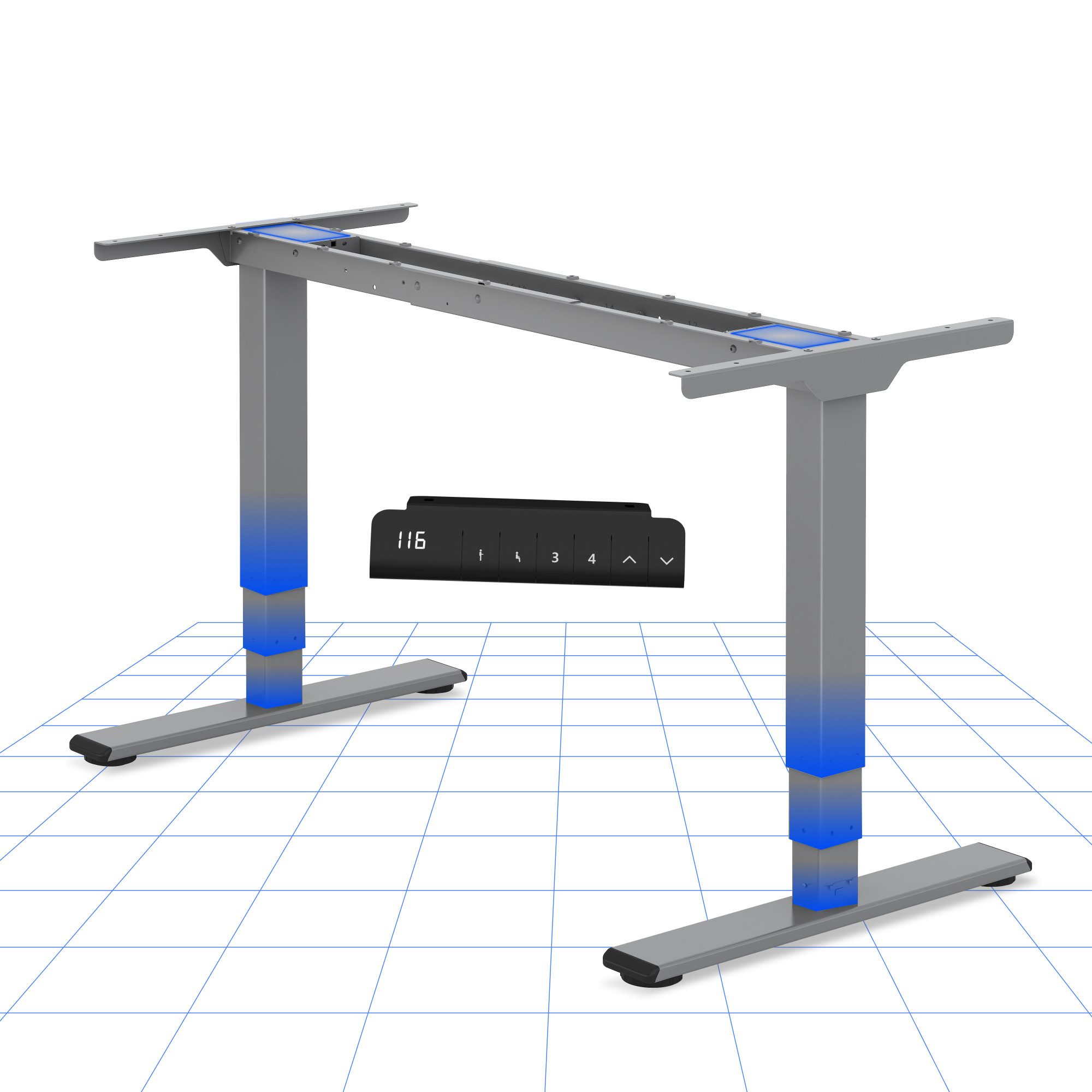 FLEXISPOT Schreibtisch Elektrisch höhenverstellbares Tischgestell (EC5 Serie) (Dual-Motor & 3-Fach-Teleskop & 4 Speicherhöhen), Antikollisionssystem, LED-Display, Max. Load: 100kg