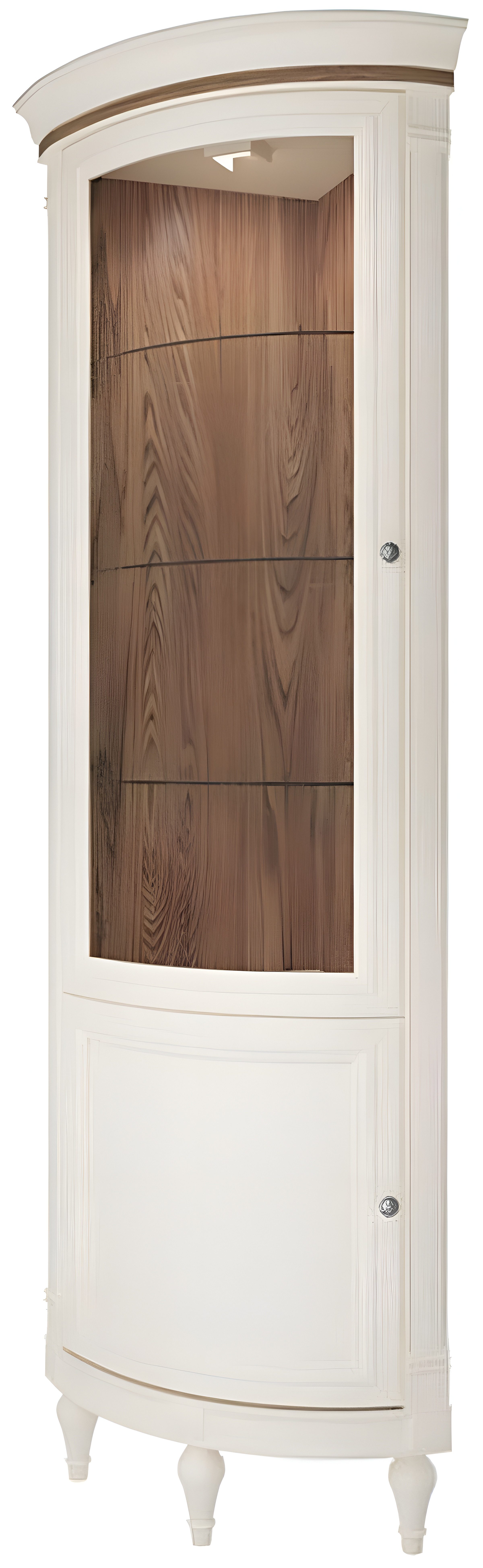 Xlmoebel Eckvitrine Traditionelle Glasvitrine mit Schubladen und Regalen für Bücher (Model Florenz FL-WN) Hergestellt in Europa