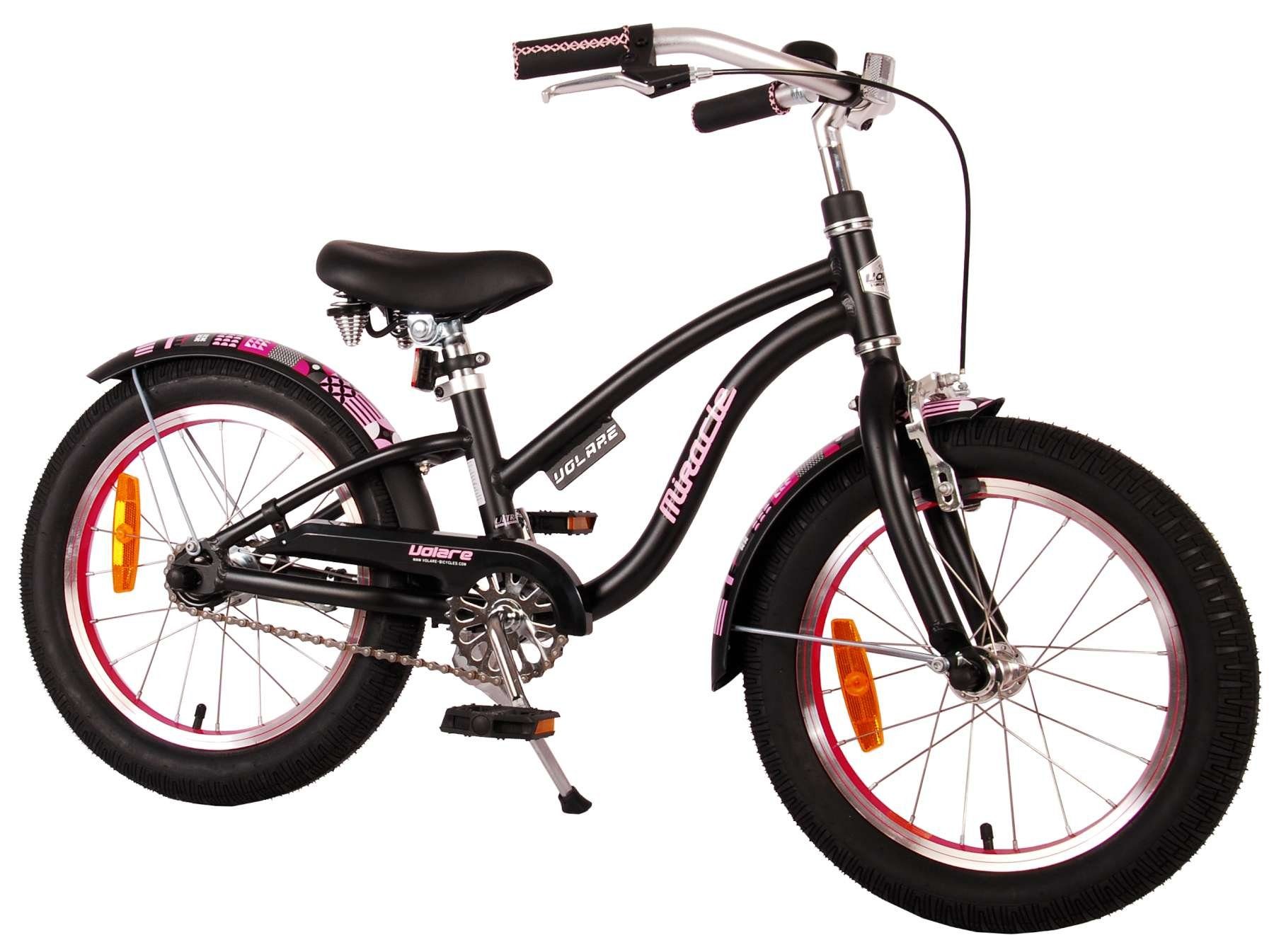 TPFSports Kinderfahrrad Volare Miracle Cruiser 16 Zoll mit Rücktritt + Handbremse, 1 Gang, (Mädchen Fahrrad - Rutschfeste Sicherheitsgriffe), Kinder Fahrrad 16 Zoll mit Stützräder Laufrad Mädchen Kinderrad