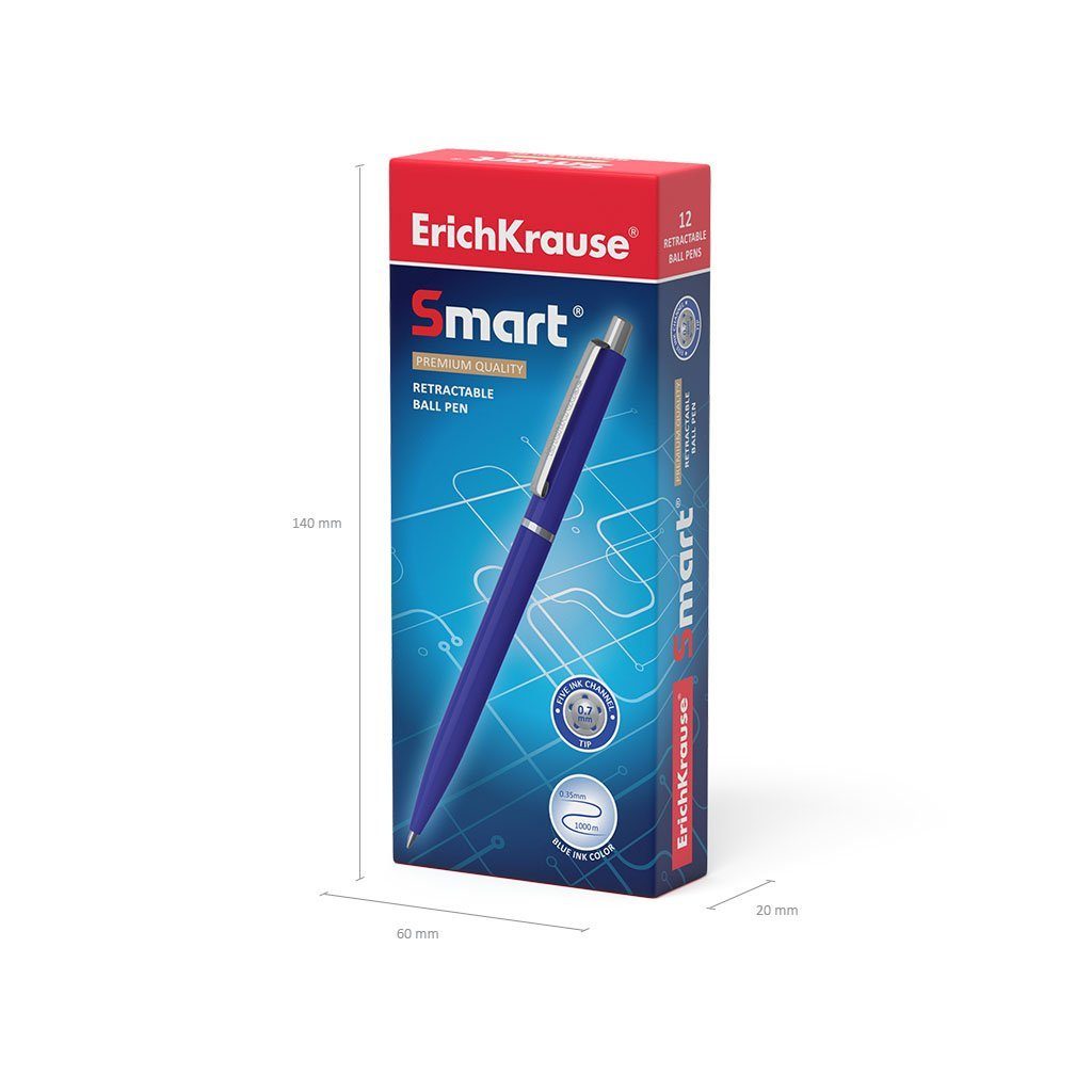 Erich Krause Kugelschreiber, Druckkugelschreiber Smart 0,35mm 12er Pack Blau