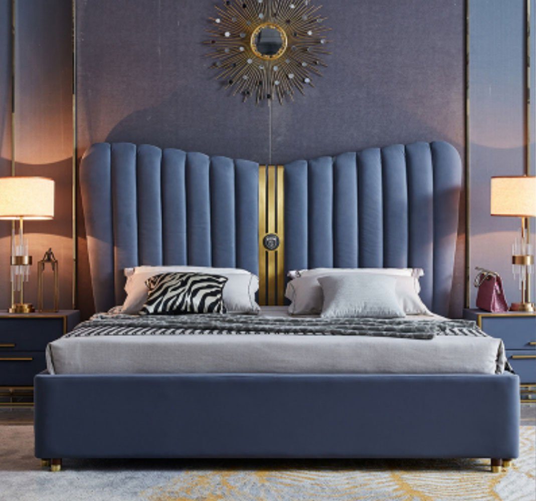 Bett Luxus Doppelbetten Möbel JVmoebel In Europe Polster Holz (Bett), Design Bett Schlafzimmer Made Hotel