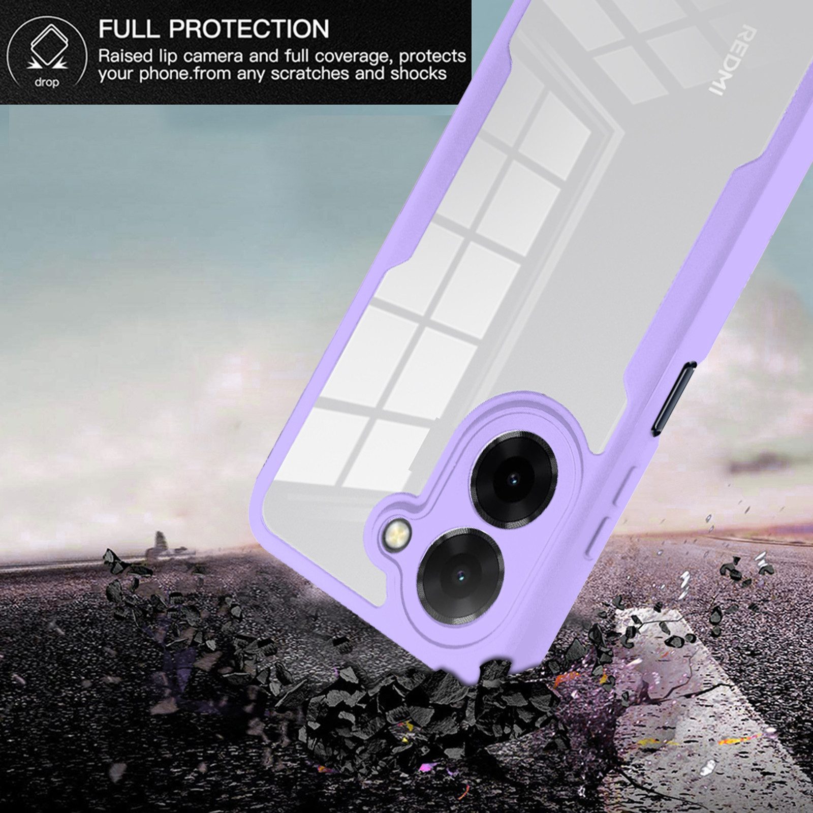betterfon Handyhülle für Xiaomi Redmi A5 2-teiliges 360° TPU Schutzcase, Rundumschutz mit integrierter Displayabdeckung und klarer Sicht – Bild 4 von 5