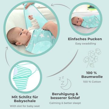 Lilly and Ben Pucksack (Set, 2 tlg., 2er-Pack), Baumwoll-Puckdecke für 0-3 Monate oder 4-6 Monate, Baby mühelos pucken, atmungsaktives Pucktuch mit weichen & verstellbaren Klettverschlüssen