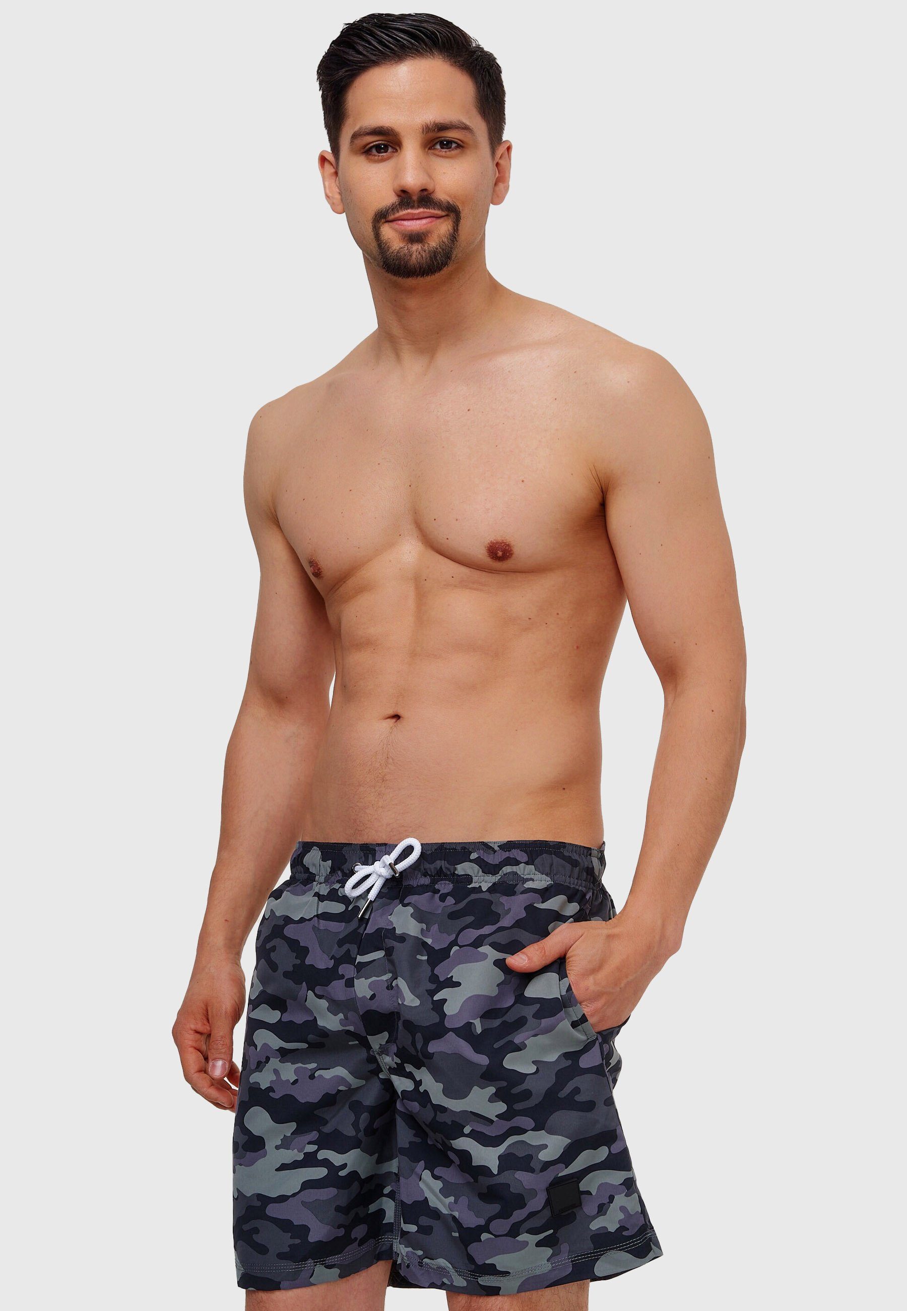 Indicode Badeshorts Herren Ferguson Schwimmshorts Männer mit elastischem Bund und Kordelzug