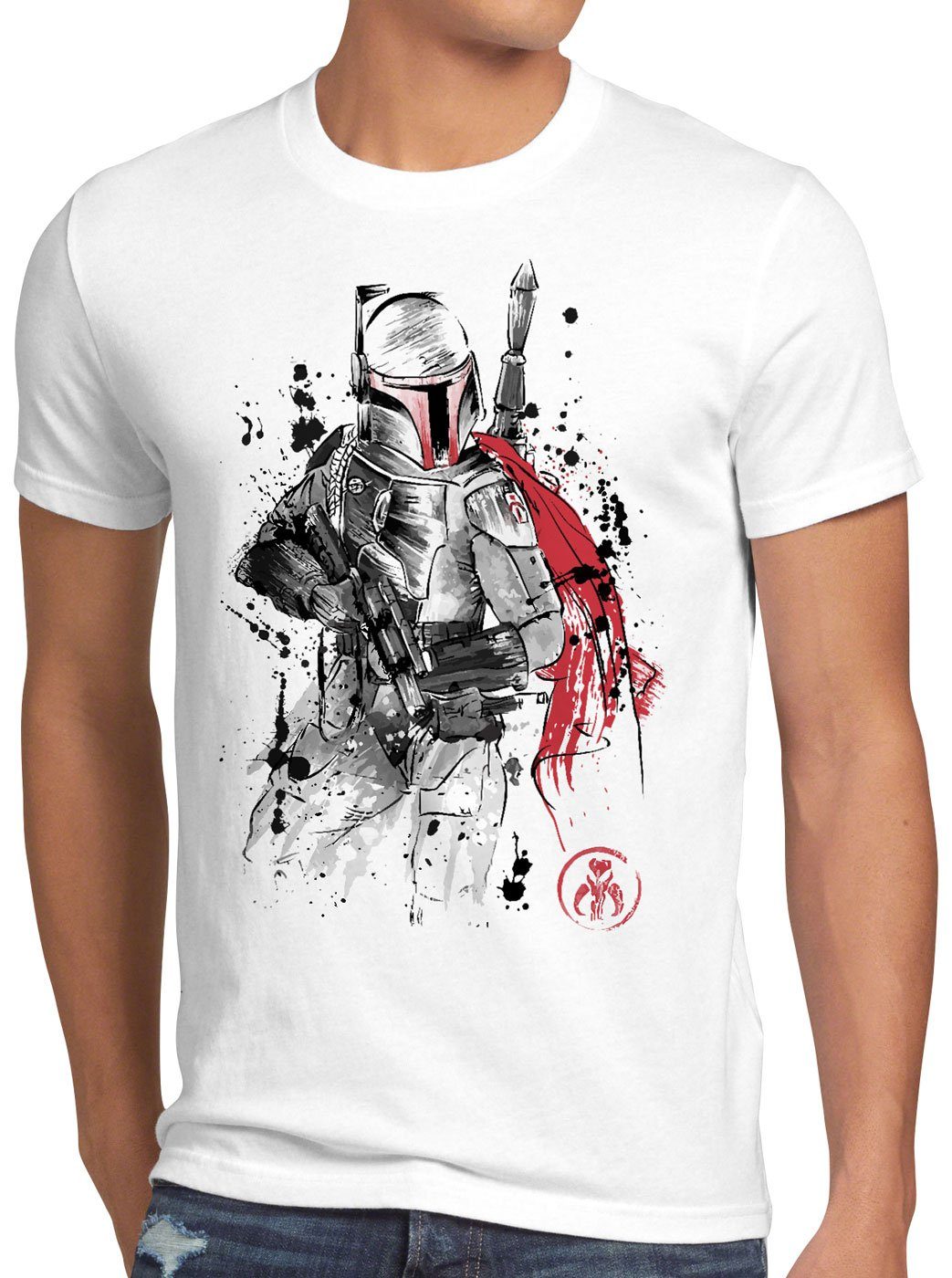 style3 Print-Shirt Herren T-Shirt Bounty Hunter Prophecy mando kopfgeldjäger slave1