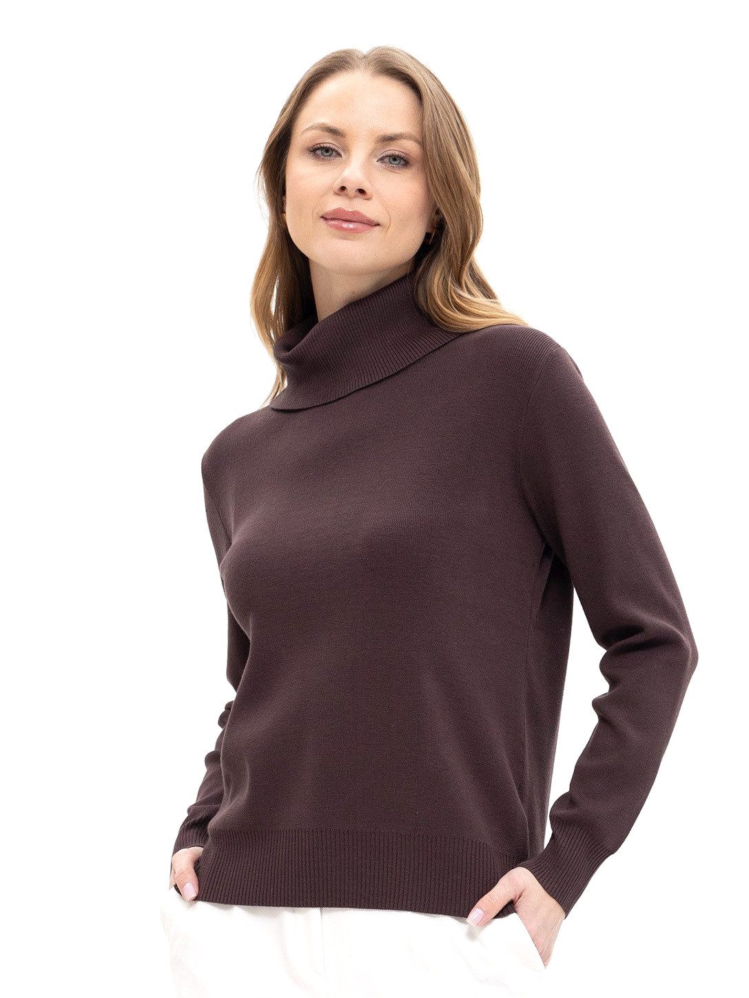 Passioni Rollkragenpullover mit Rippbund