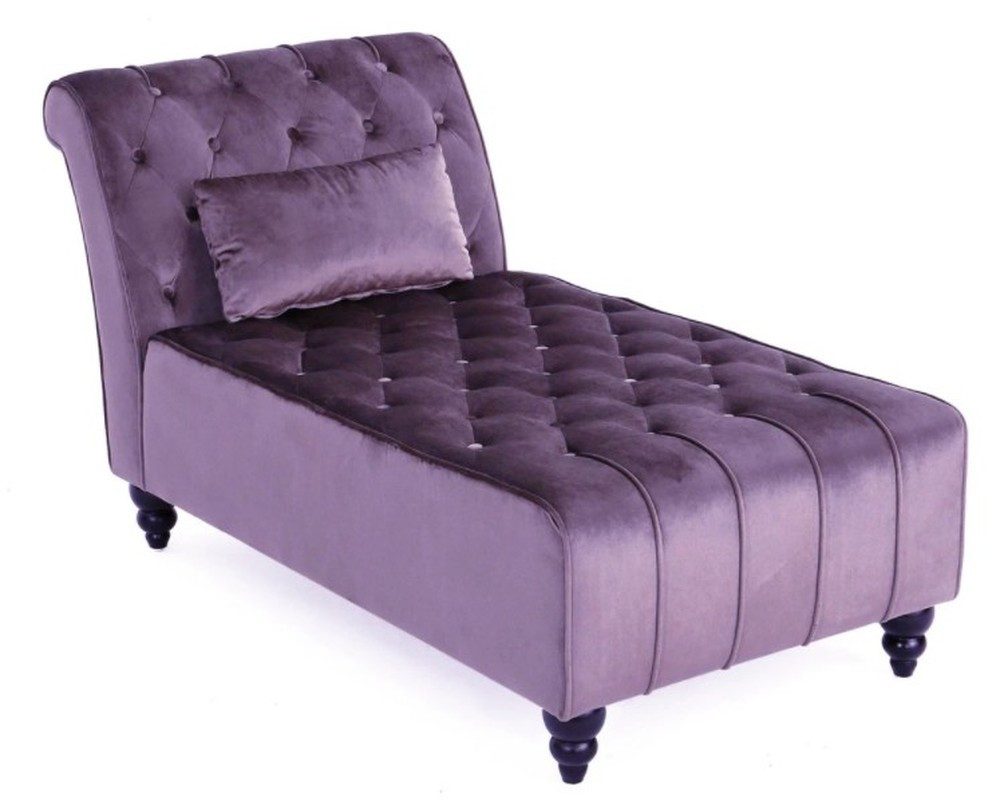 JVmoebel Chaiselongue Lila Chesterfield Chaiselongue aus hochwertigem Textil mit Holzfüßen, 1 Teile, Made in Europa