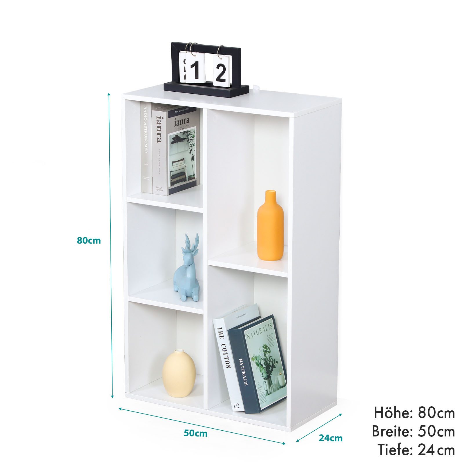 Floordirekt Bücherregal Arkansas, weißes Standregal mit Kippschutz & Rückwa günstig online kaufen