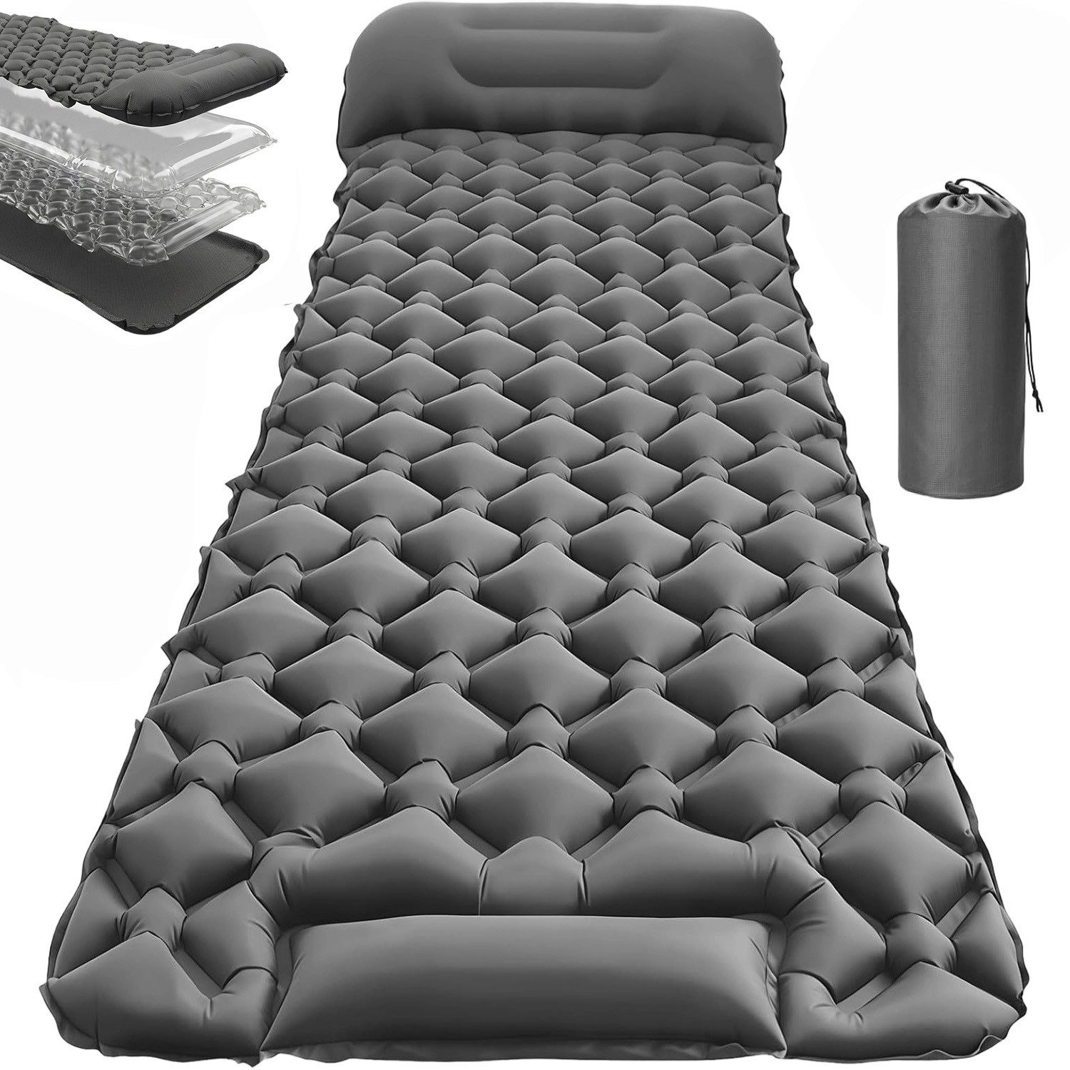 AKKEE Isomatte Outdoor Campingmatte 190×60 CM isomatte selbstaufblasend, camping zubehör, für Wandern, Zelt