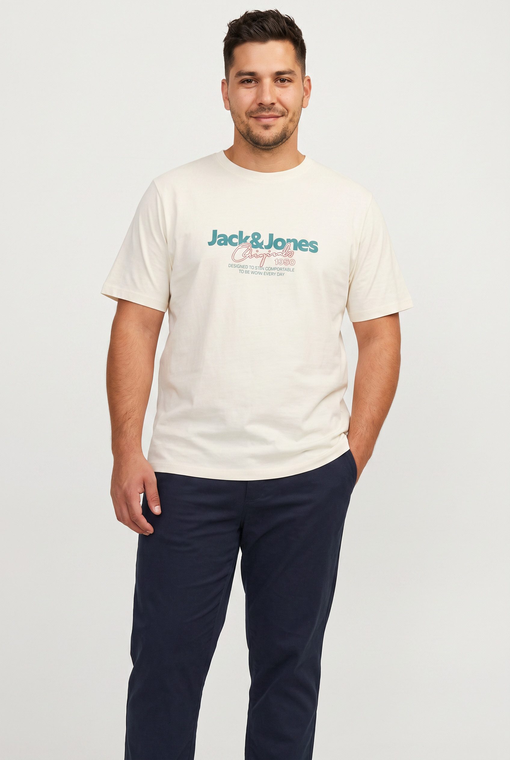 Jack & Jones PlusSize T-Shirt JORCASSIS TEE SS CREW NECK FST PLS mit Logo Schriftzug