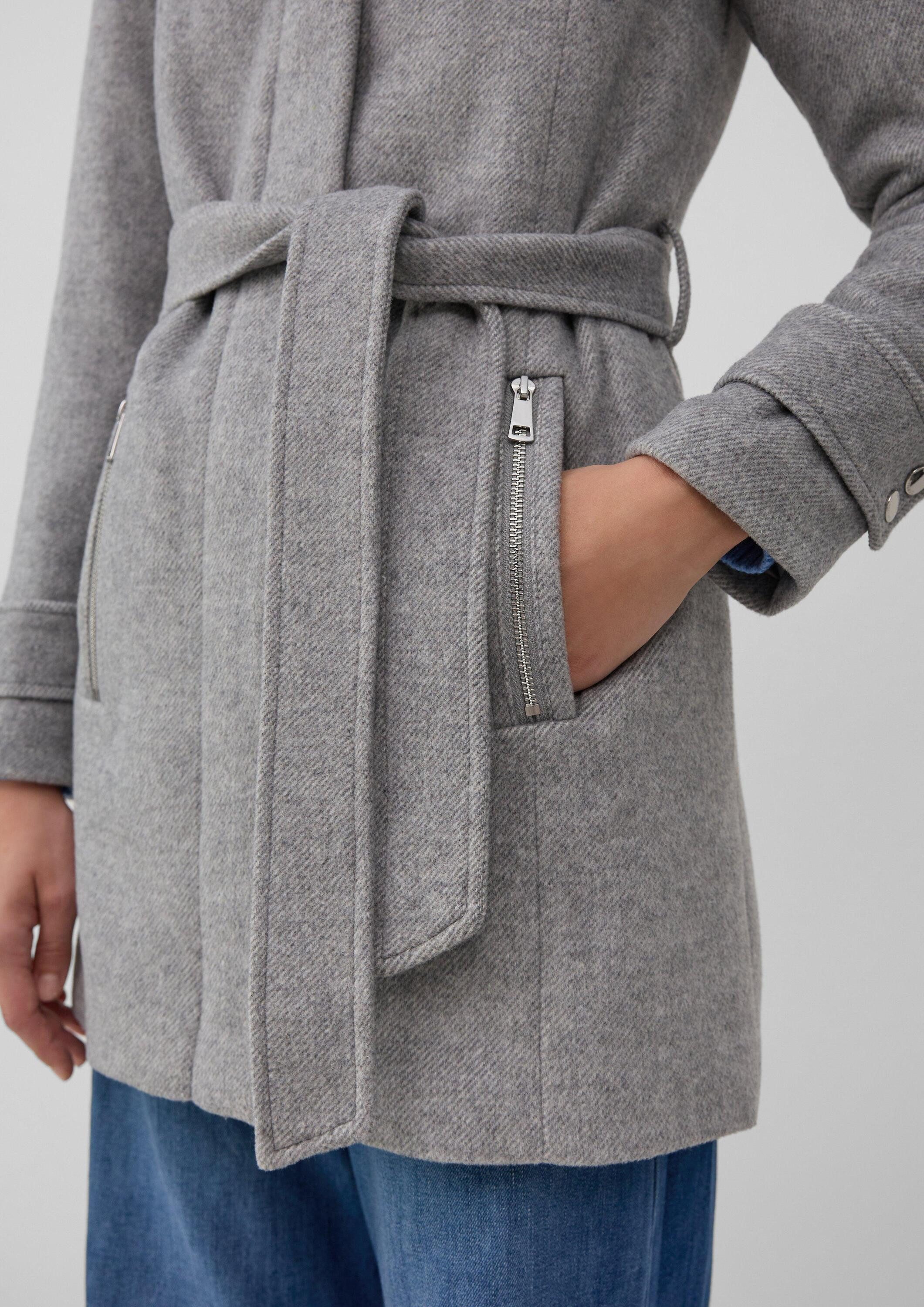 s.Oliver Funktionsmantel Outdoor-Mantel Wollmix-Mantel im Slim Fit mit Gürtel