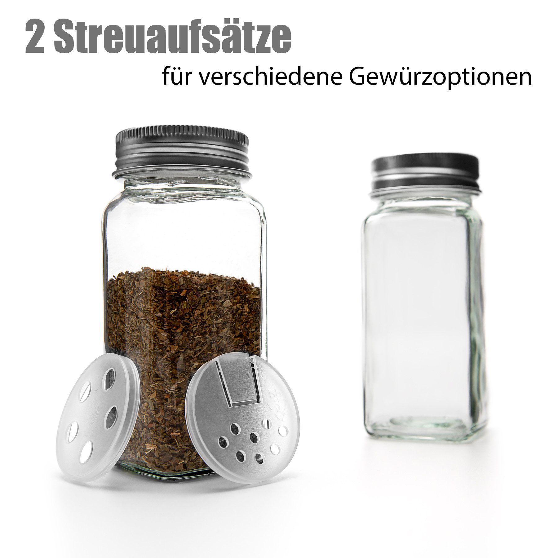 BigDean Gewürzbehälter 12er Set Gewürzgläser eckig luftdichte Gewürzdosen, Glas, (Set, 12-tlg., Gewürzgläser), Kräuterglas, Gewürzglas, Lebensmittelecht, BPA-Fr – Bild 5 von 5