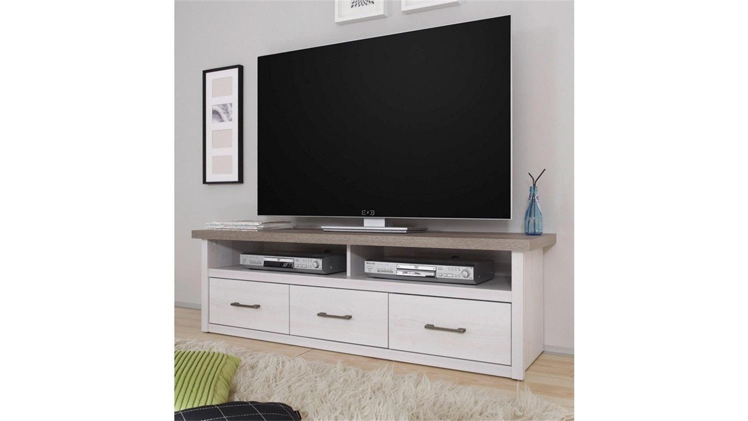 Bega Consult Lowboard TV Board JZ Luca Pinie weiß trüffel2 Fächer, 3 SK B/H/T 148/46/43 cm