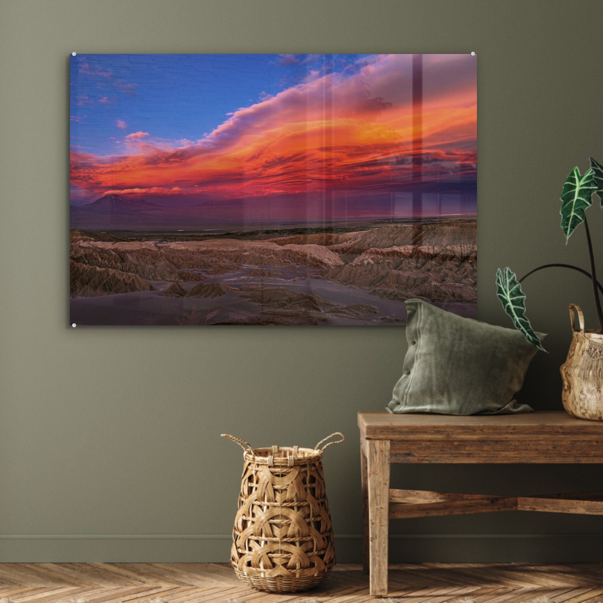 der Sonnenaufgang St), Wohnzimmer Schlafzimmer MuchoWow Acrylglasbilder in & (1 Acrylglasbild Atacama-Wüste,