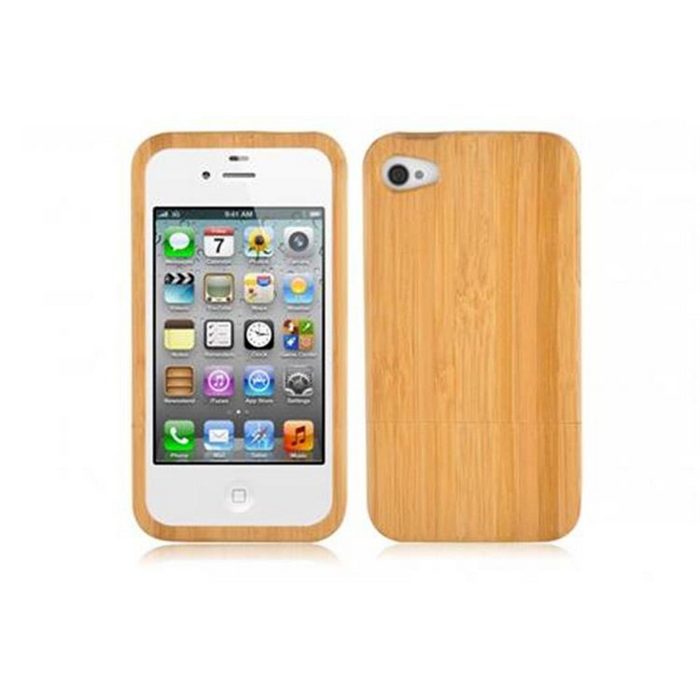 Cadorabo Handyhülle Echt Holz Apple iPhone 4 / 4S Handy Schutzhülle aus Bambus – Handyhülle aus 100% Echtholz