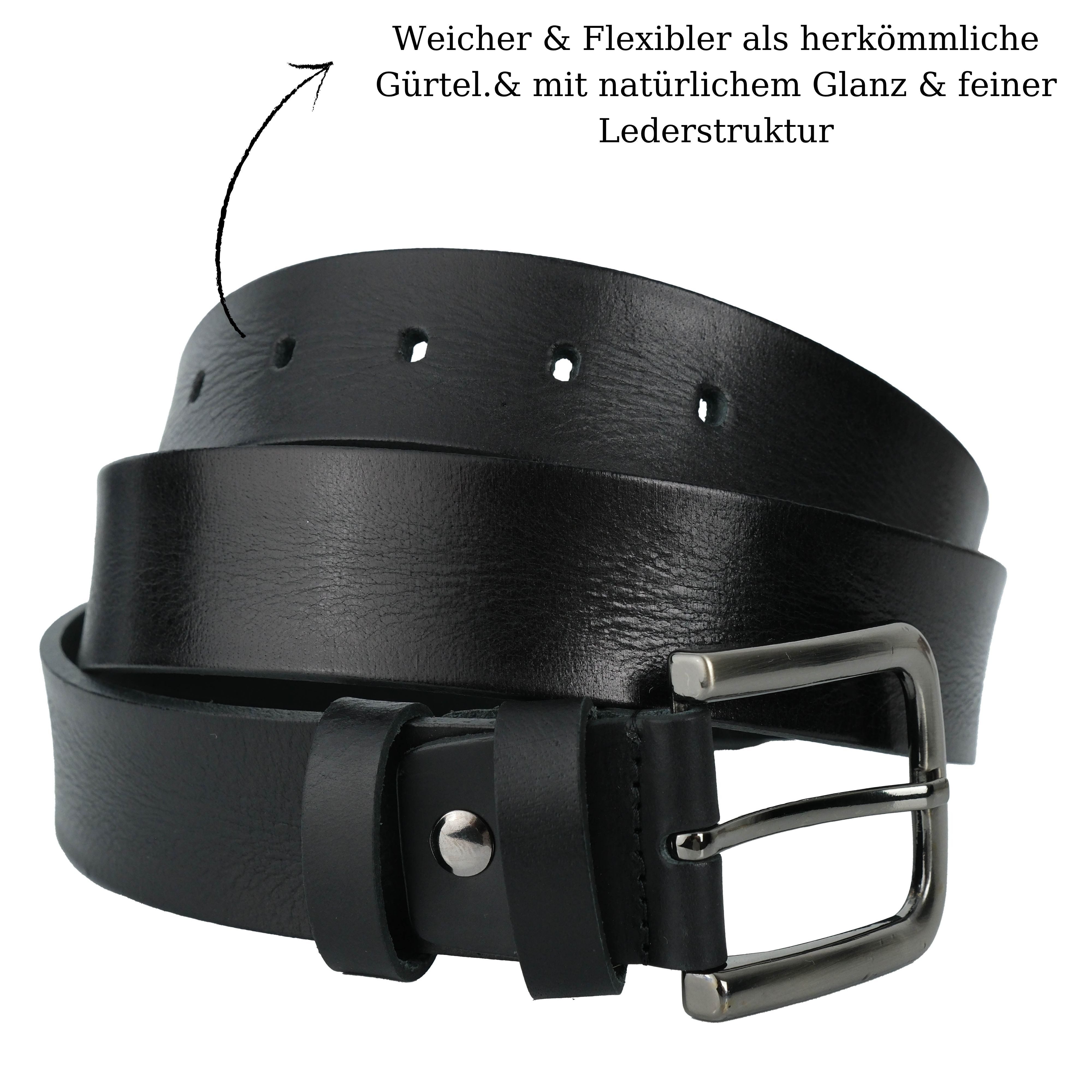herémood Ledergürtel Gürtel Herren 4cm breit Ledergürtel Jeans Premium Geschenke für Männer (100 % Echtleder Gürtel handgefertigt, hochwertig verarbeitet, kürzbar, 1-St., Schwarz 120 cm – 4 cm breit – echtes, robustes Büffelleder, langlebig) Schwarzer Gürtel Herren – robust & edel, ideales Herrengeschenk