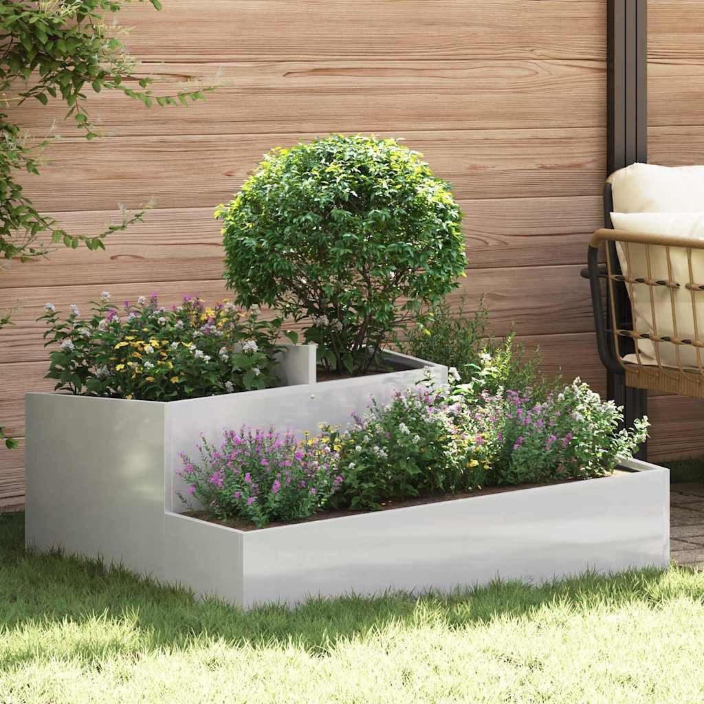 vidaXL Blumentopf Garten-Pflanzgefäß Silber 100 x 100 x 50 cm Edelstahl (1 St)