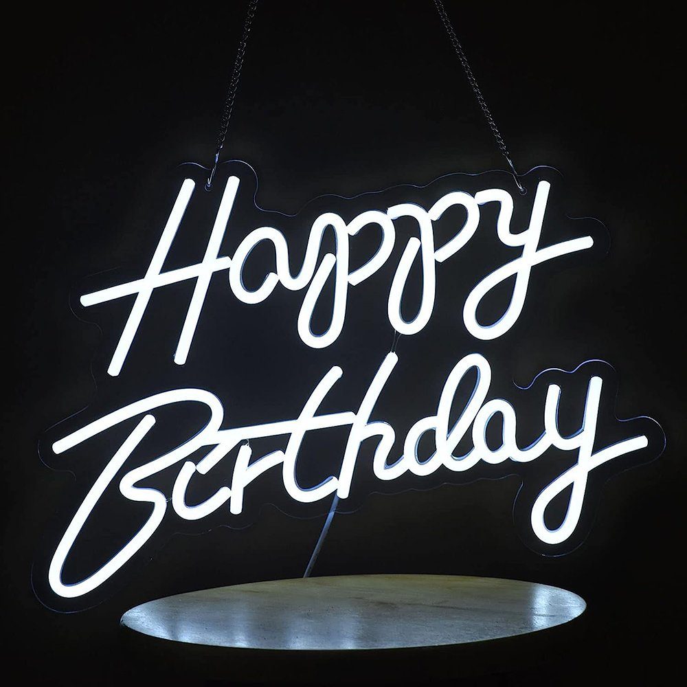 LED mit Happy Rosnek Geburtstagsfeier, Wanddeko Rosa, Dekolicht Warmweiß, Weiß, Eisblau, Neonschild für Ein/Aus-Schalter, Birthday, Blau,