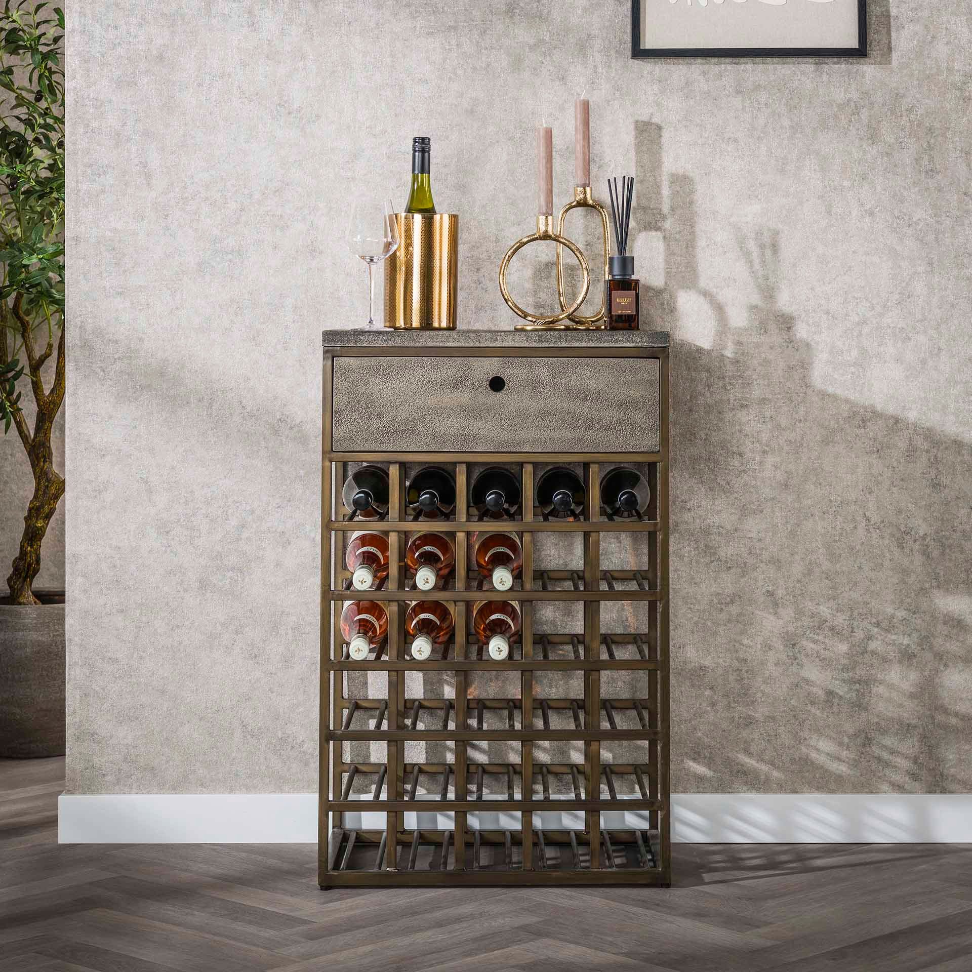 Weinschrank Weinschrank "FerroVino", 1 Schublade, Antike bronze, Wohnzimmer, Küche