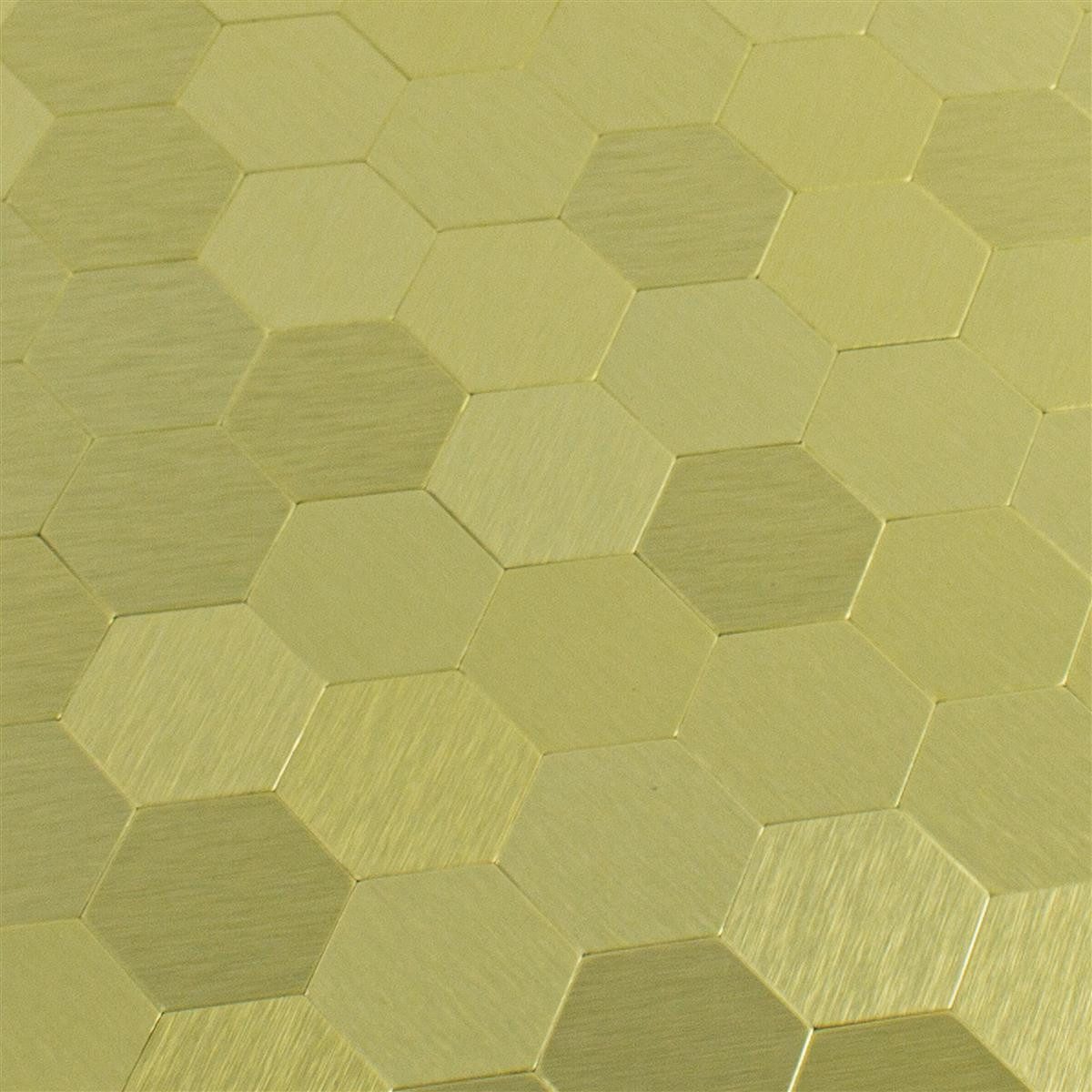 Mosafil Mosaikfliesen Mosaikfliesen Metall Selbstklebend Vryburg Gold Hexagon, Metall-Aluminium 28.000x29.000, gold