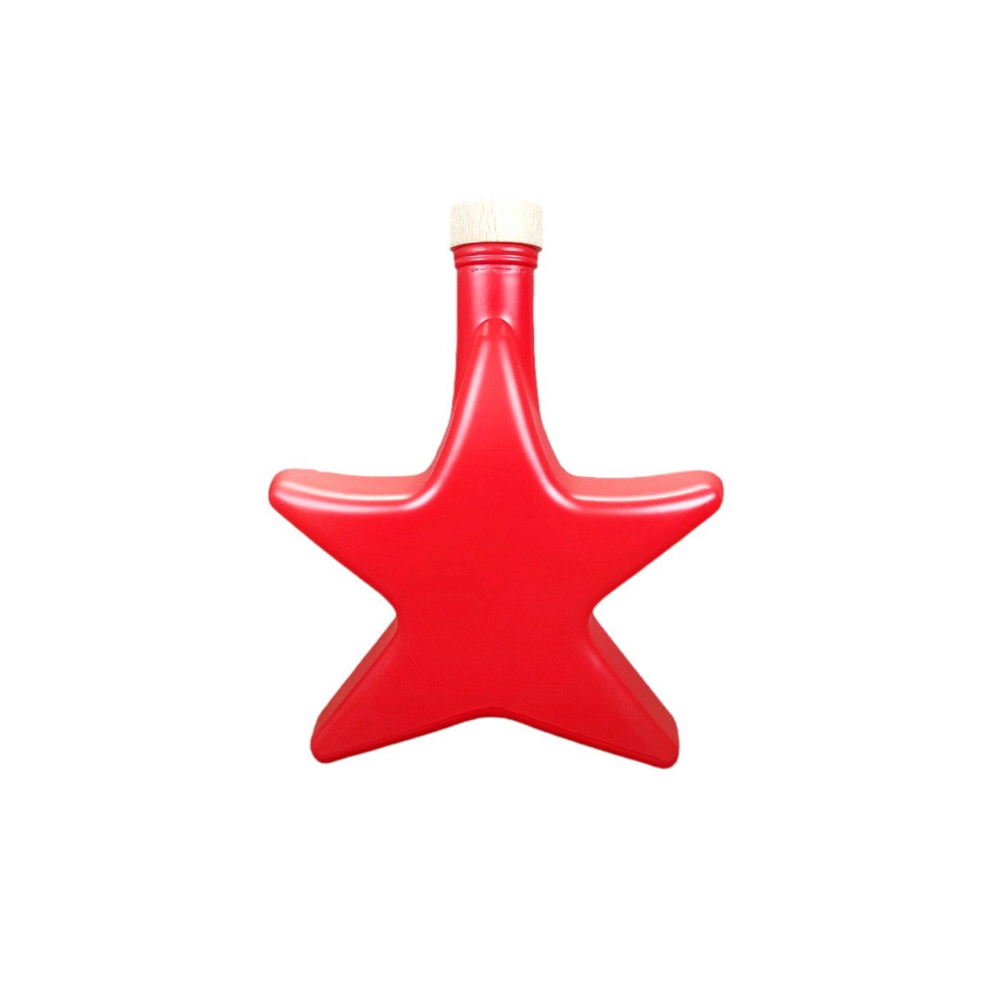 gouveo Trinkflasche 6er Set Flasche 200 ml Stern mit Korken (HGK) - Weihnachtsflasche 0,2l, Rot, Stern-Design, Korkverschluss