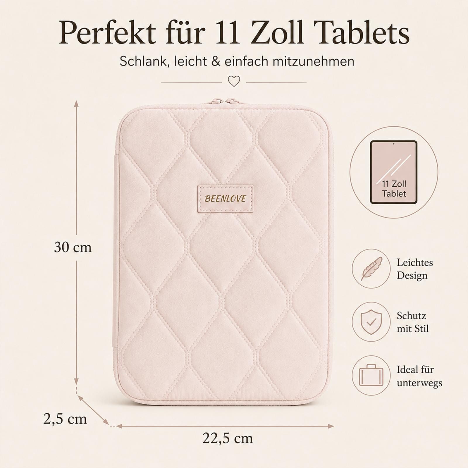 VERCO Tablet-Hülle Universal Organizer Sleeve bis 11 Zoll gepolstert 27,94 cm (11 Zoll), mit Trolley Schlaufe und Zubehörfach wasserabweisend gepolstert – Bild 3 von 5