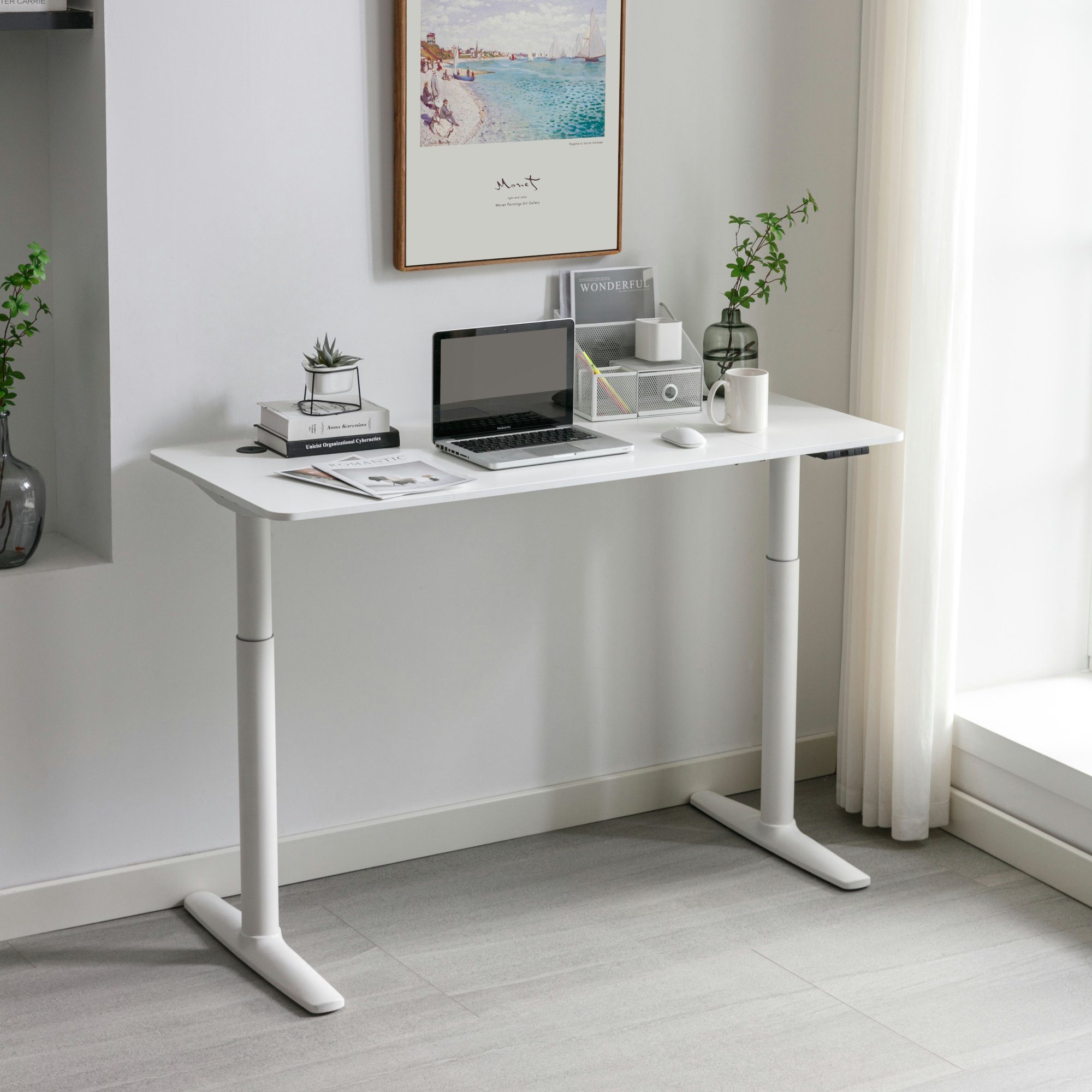 pro.tec Schreibtisch, »Arogno« Höhenverstellbarer Tisch 140 x 60 cm Weiß | Schreibtische
