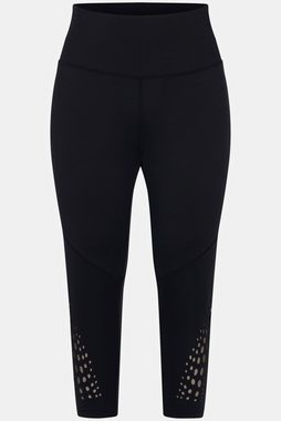 Ulla Popken Lederimitathose 7/8-Sportleggings schnelltrocknend Cut-Outs