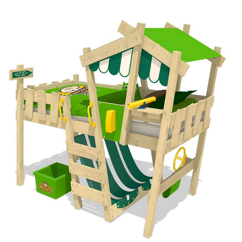Wickey Kinderbett »Hochbett Crazy Hutty - apfelgrüne/grüne Plane Hausbett 90 x 200 cm, Etagenbett«