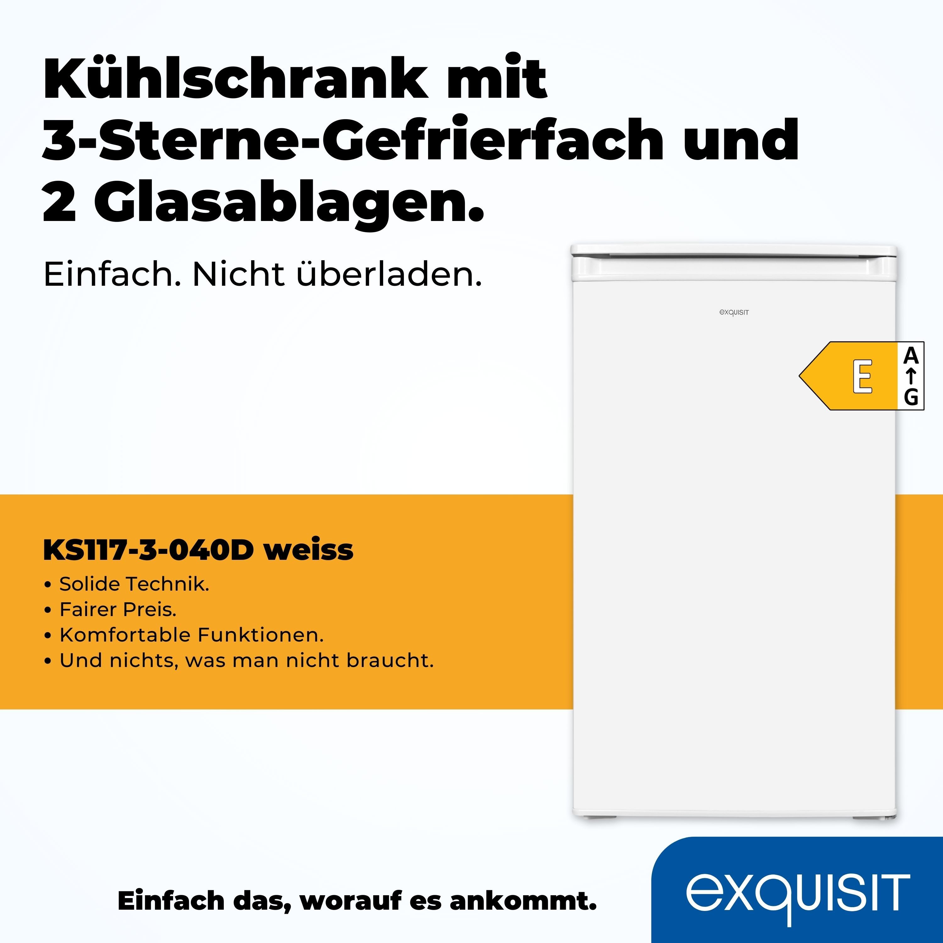 exquisit Kühl-/Gefrierkombination KS117-3-040D weiss, 85 cm hoch, 48 cm breit, Energieeffizienzklasse D, 81 Liter Nutzinhalt