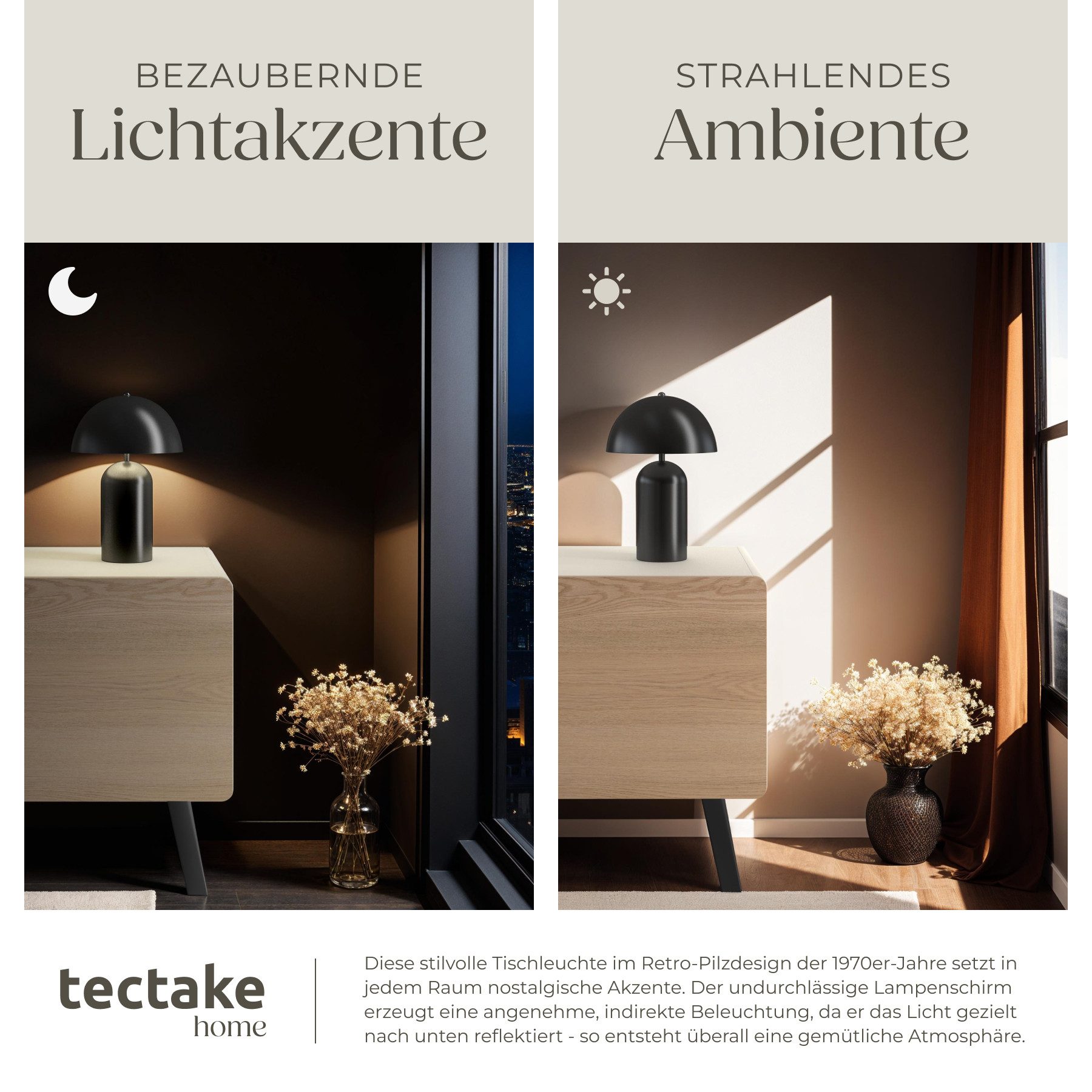 tectake Schreibtischlampe Retro-Tischlampe aus beschichtetem Stahl, indirektes Licht, 25 x 37, Stabil, nicht relevant, Kippschalter am Kabel, stabiler Lampenfuß – Bild 3 von 5