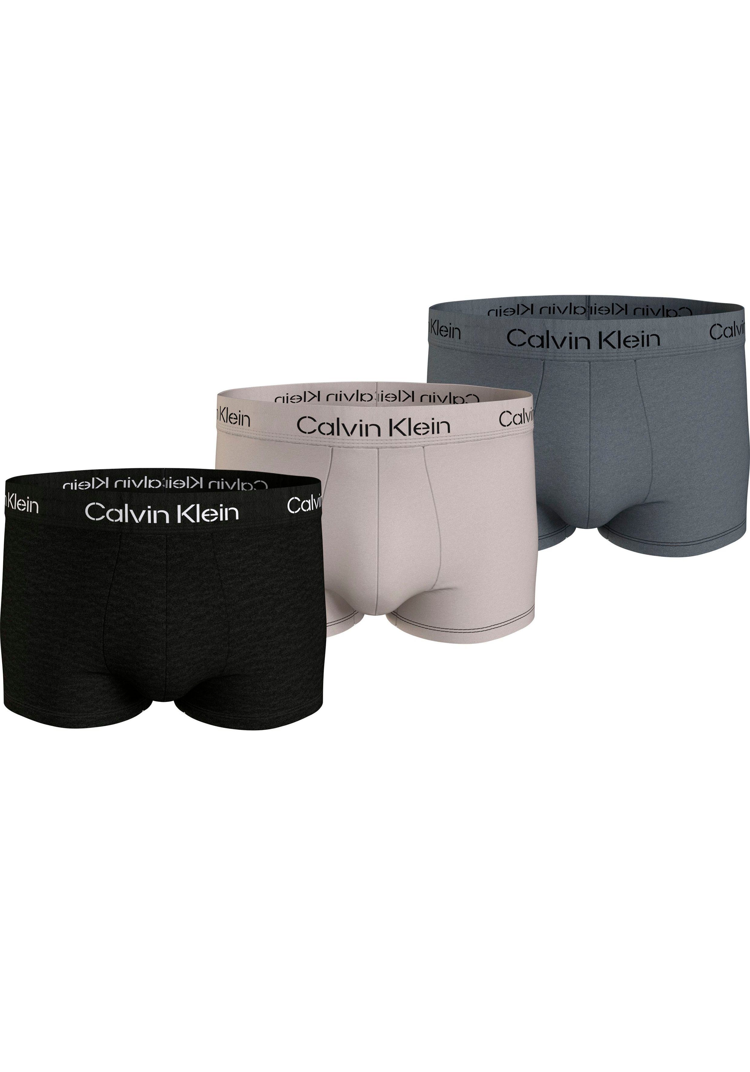 Calvin Klein Underwear Trunk TRUNK 3PK (Packung, 3er-Pack) mit Logo-Elastikbund BLACK,_MOONBEAM,_SHINING_AMOR