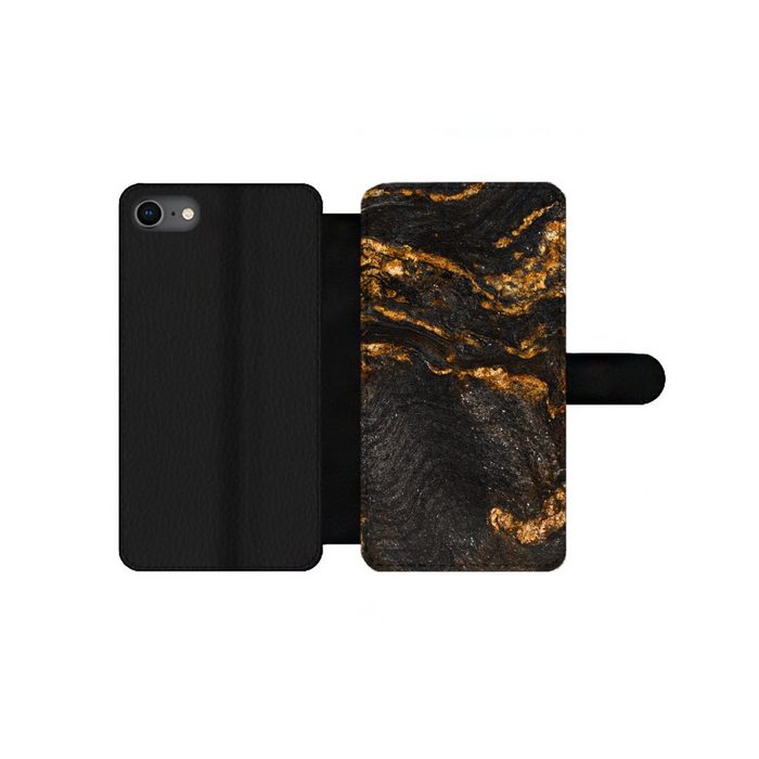MuchoWow Handyhülle Marmor - Limette - Schwarz - Gold - Marmoroptik - Luxus Handyhülle Telefonhülle Apple iPhone SE (2020)